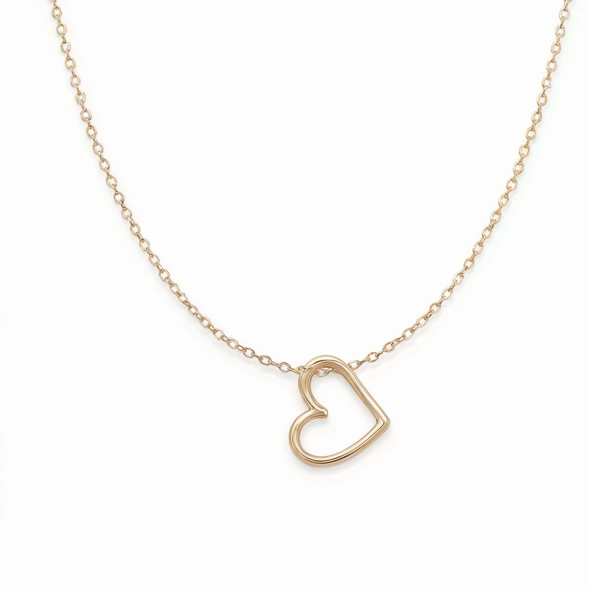 Gold Open Heart Shape Necklace