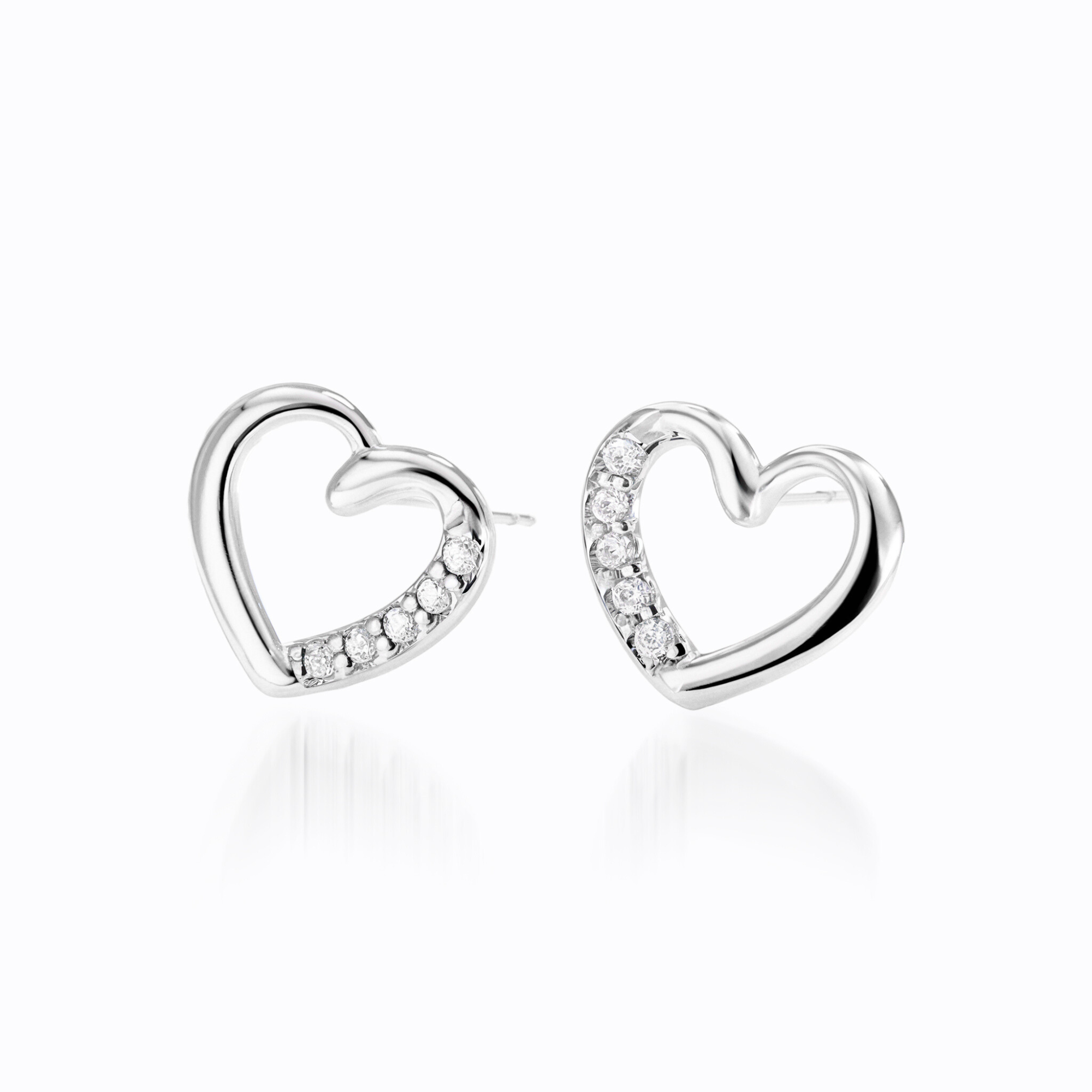 Pavé Diamond Silver Heart Earrings