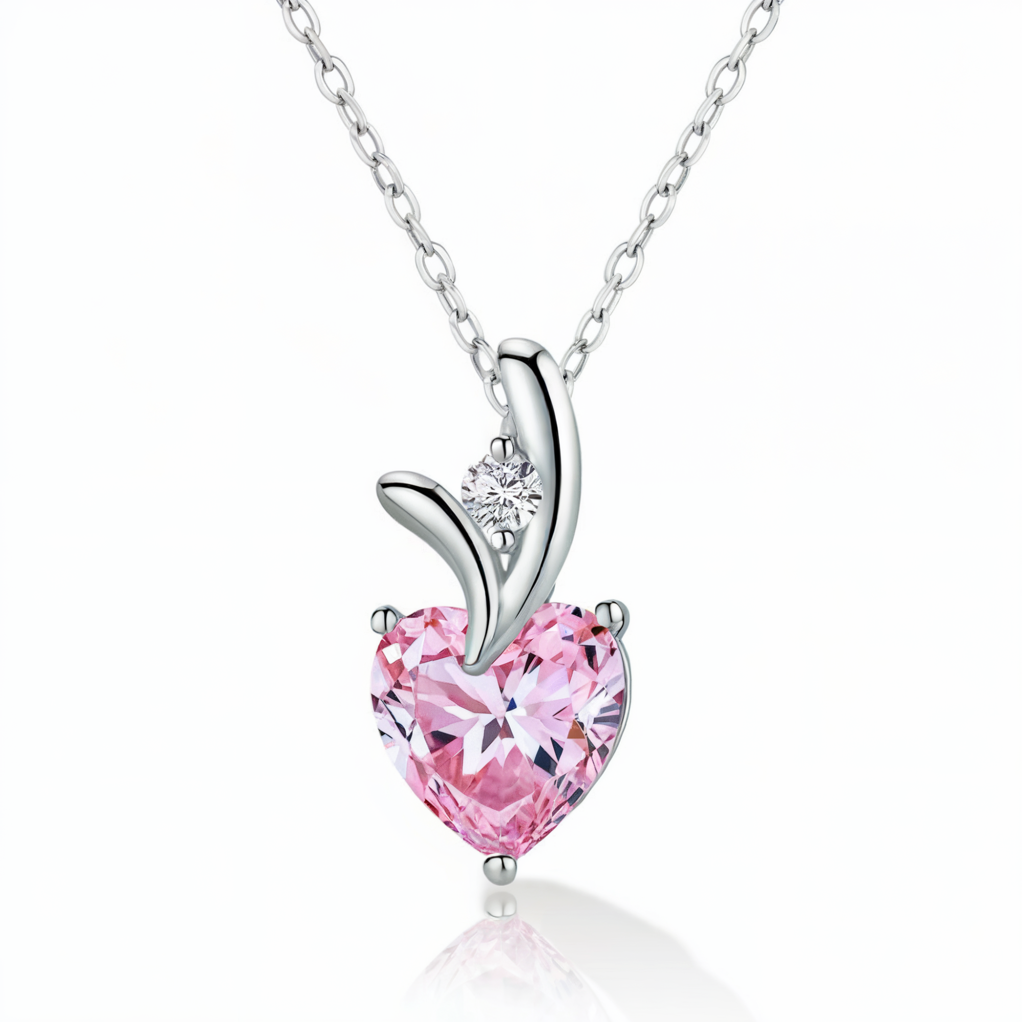 Twisted Pink Heart Pendant Necklace