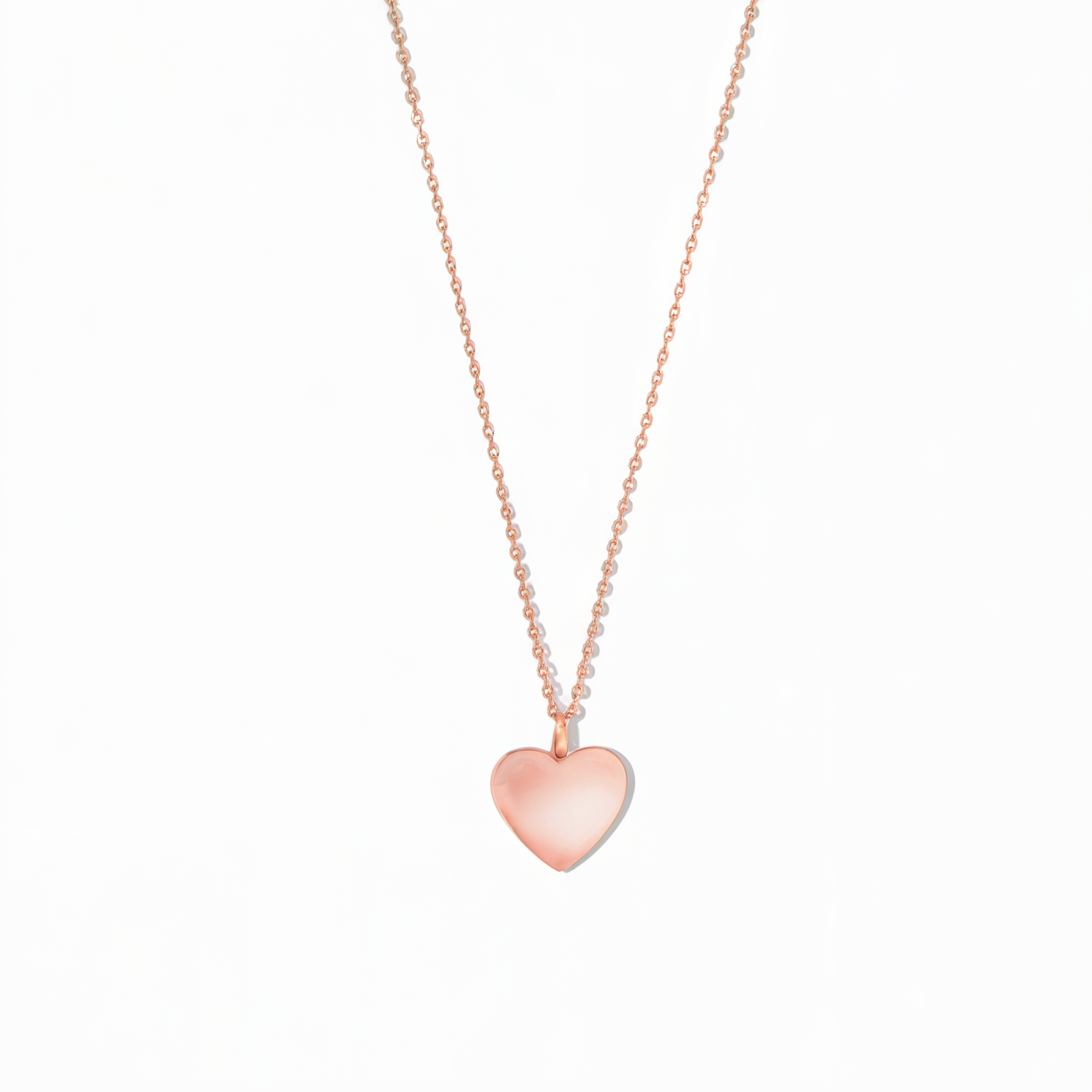 Collar de corazón pulido en oro rosa