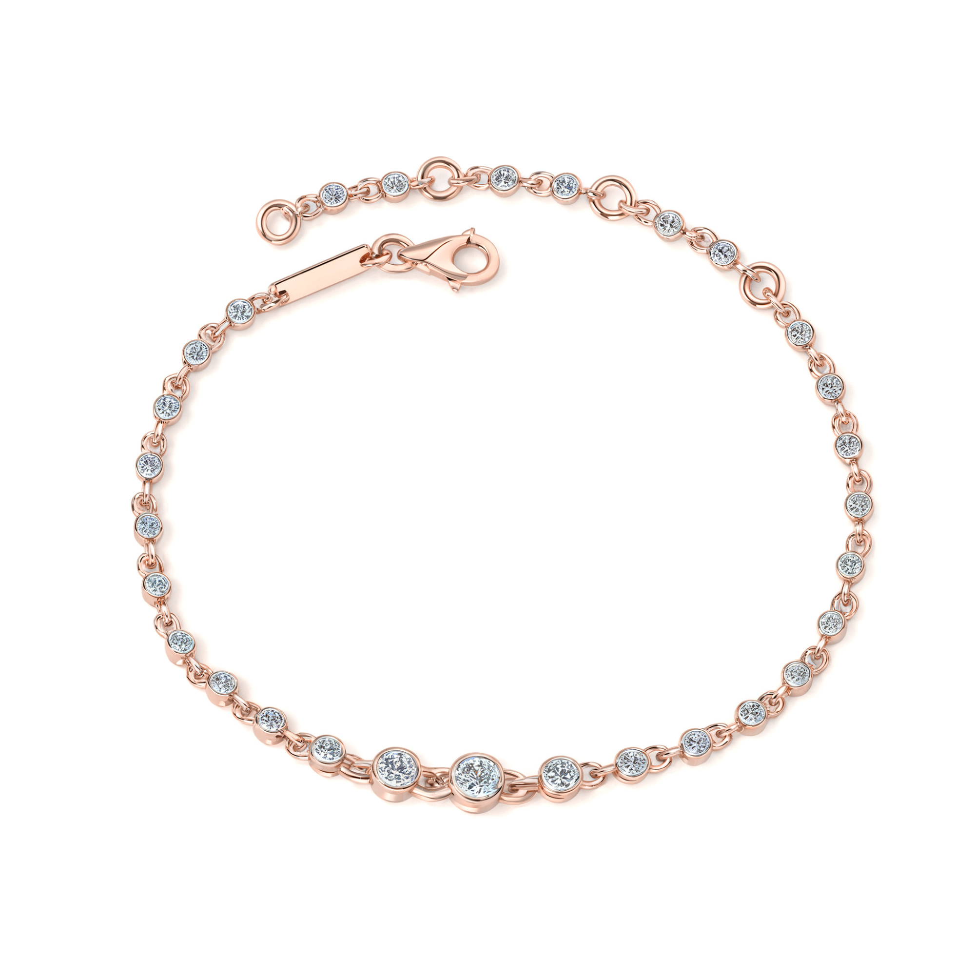 Silver Bezel-Set Moissanite Tennis Chain