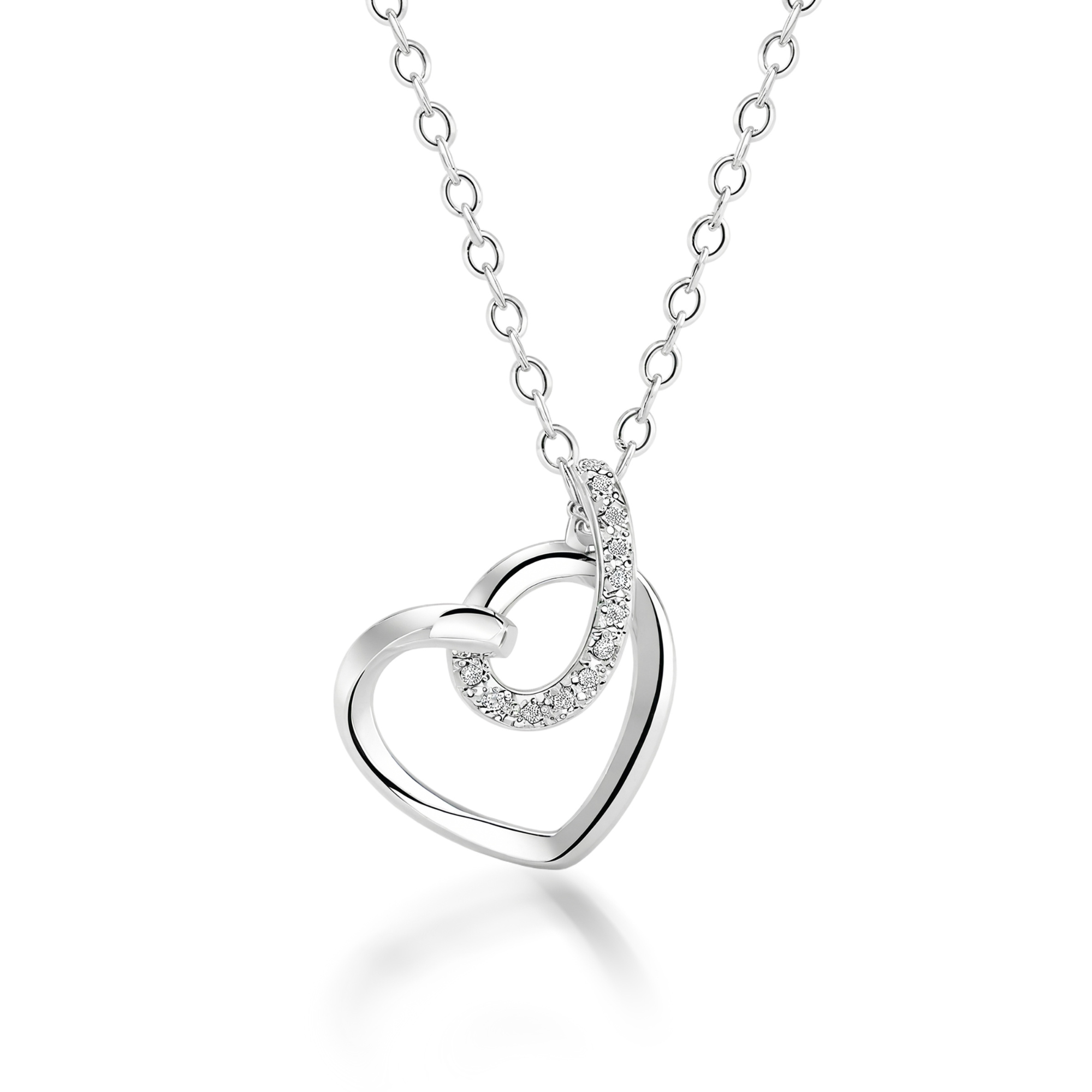 Collar de corazón inclinado con pavé de diamantes