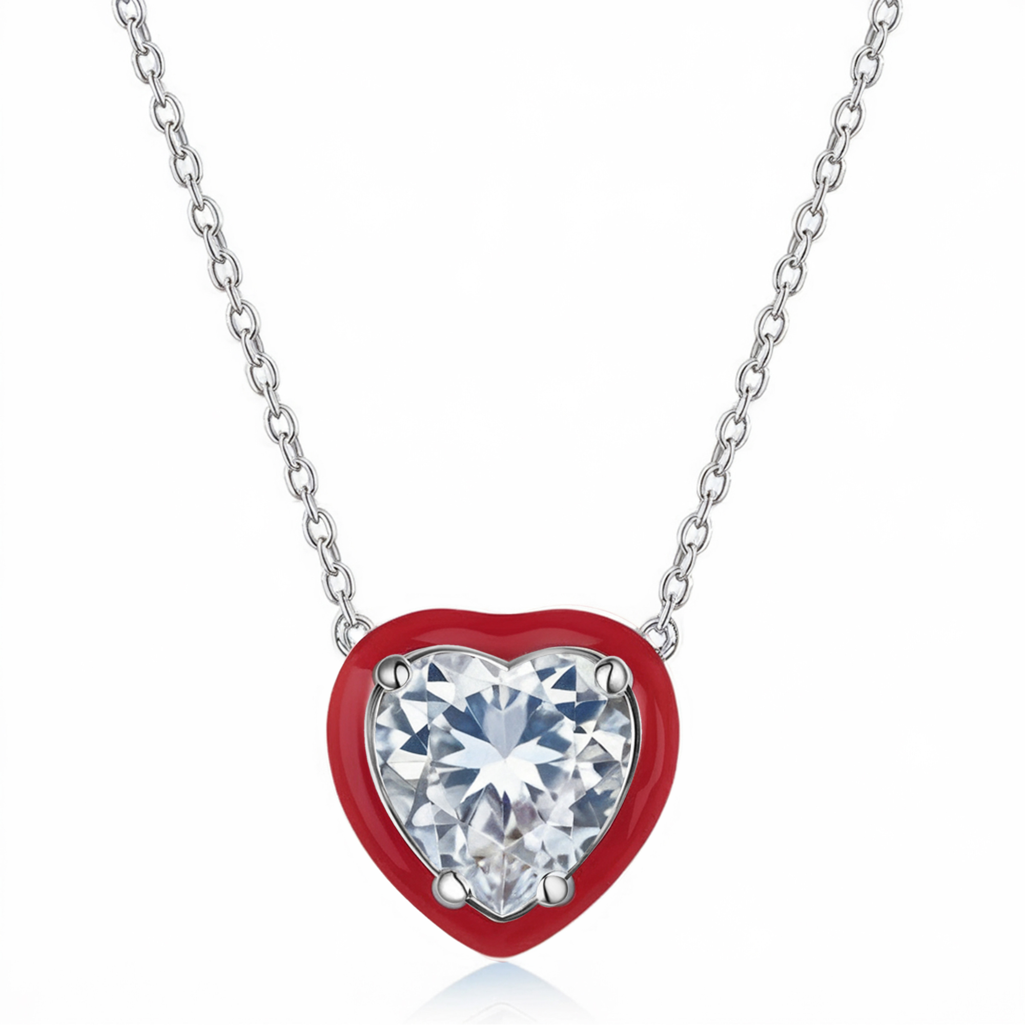 Aquamarine Diamond Heart Necklace