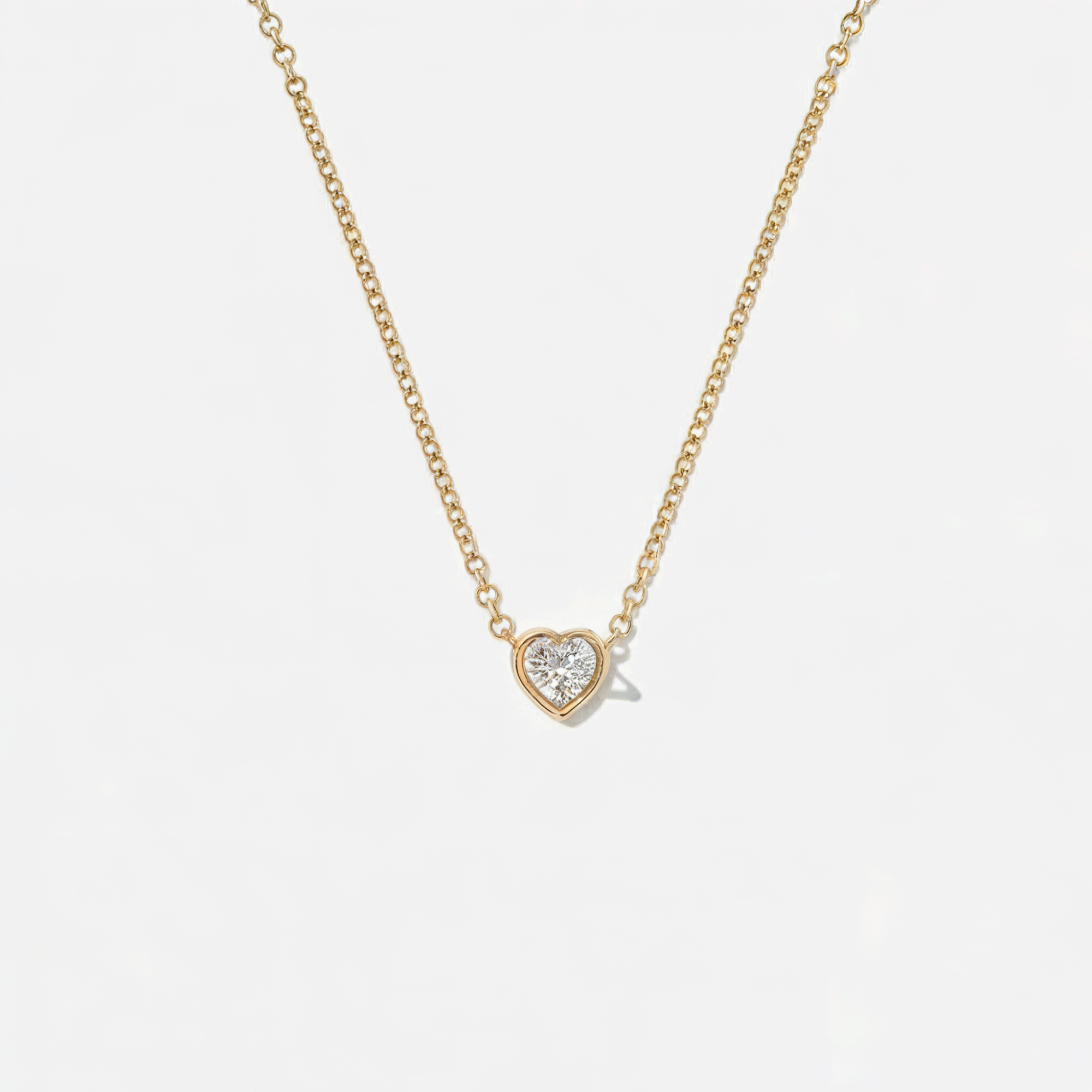 Bezel Solitaire Mini Heart Necklace