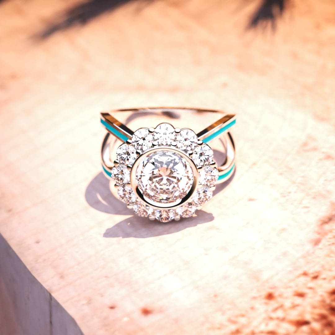 Ocean's Bloom: Diamond Cluster Ring - S925 Sterling Silver