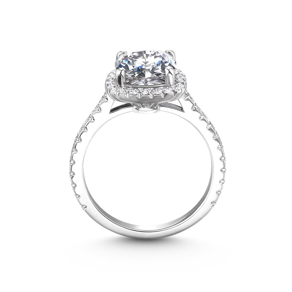 4CT Cushion Cut Halo Lab Diamond Ring