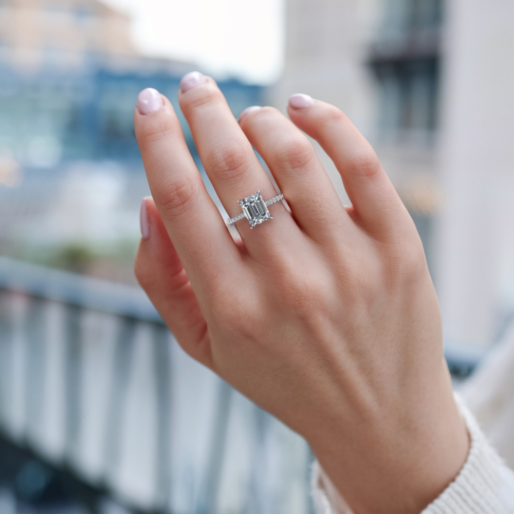 4CT Emerald Cut Lab Diamond Eternity Ring