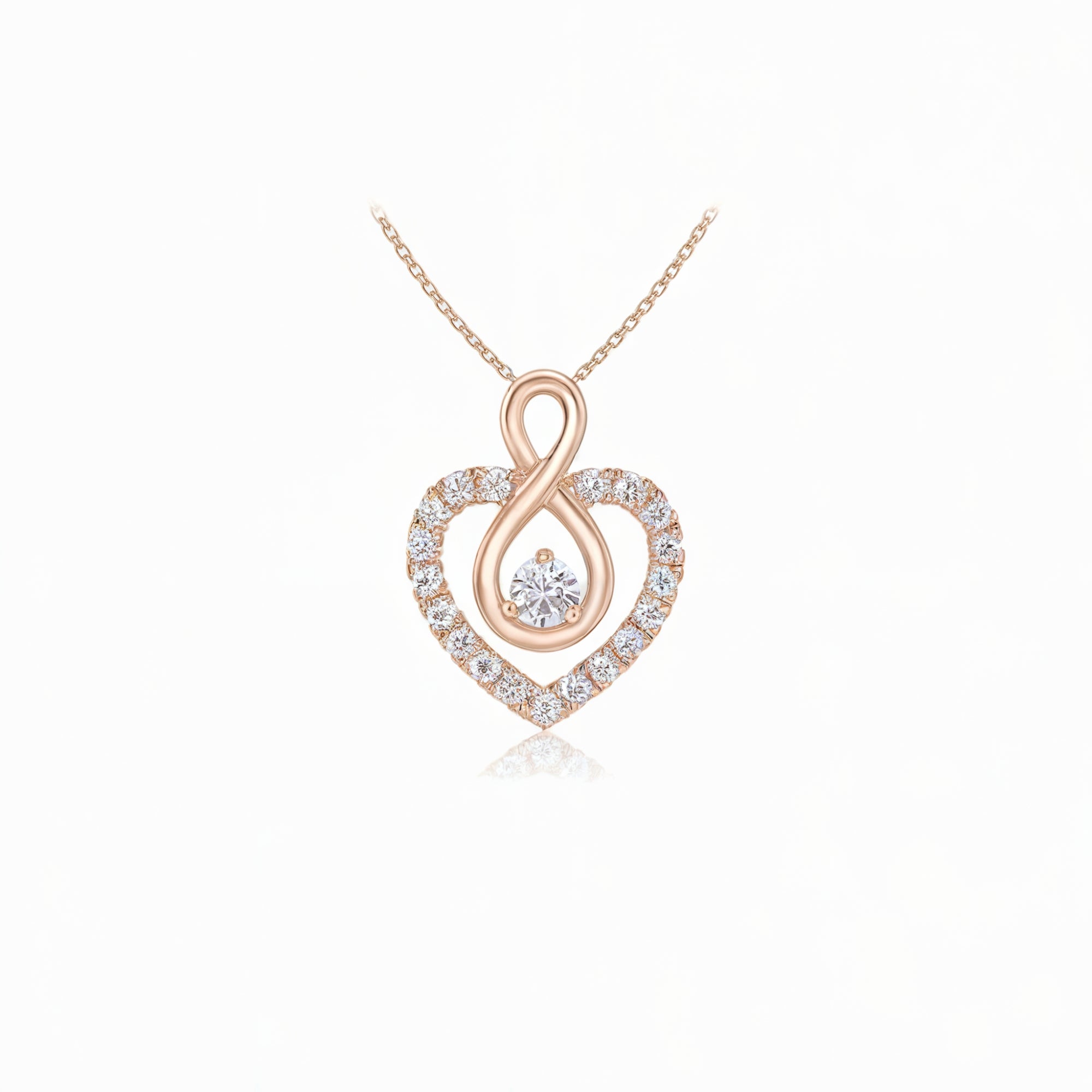 Diamond Heart Infinity Loop Necklace