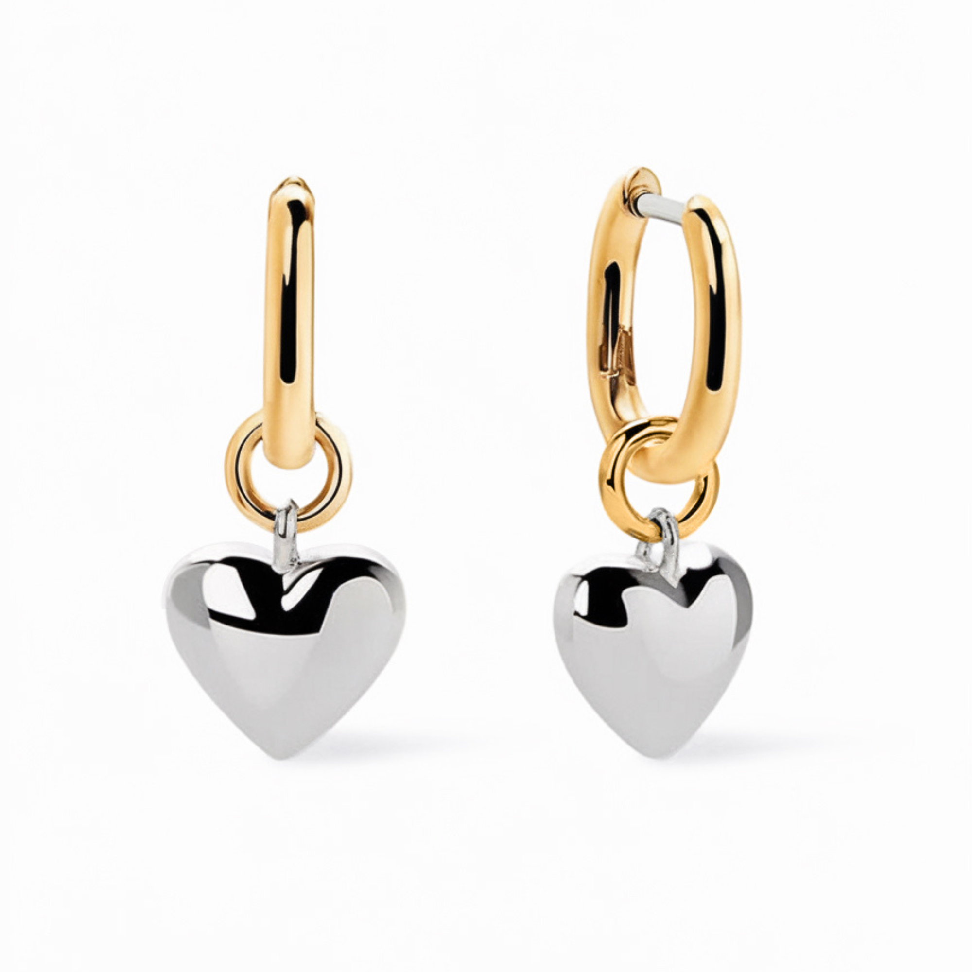 Gold and Silver interlinked Heart Earrings