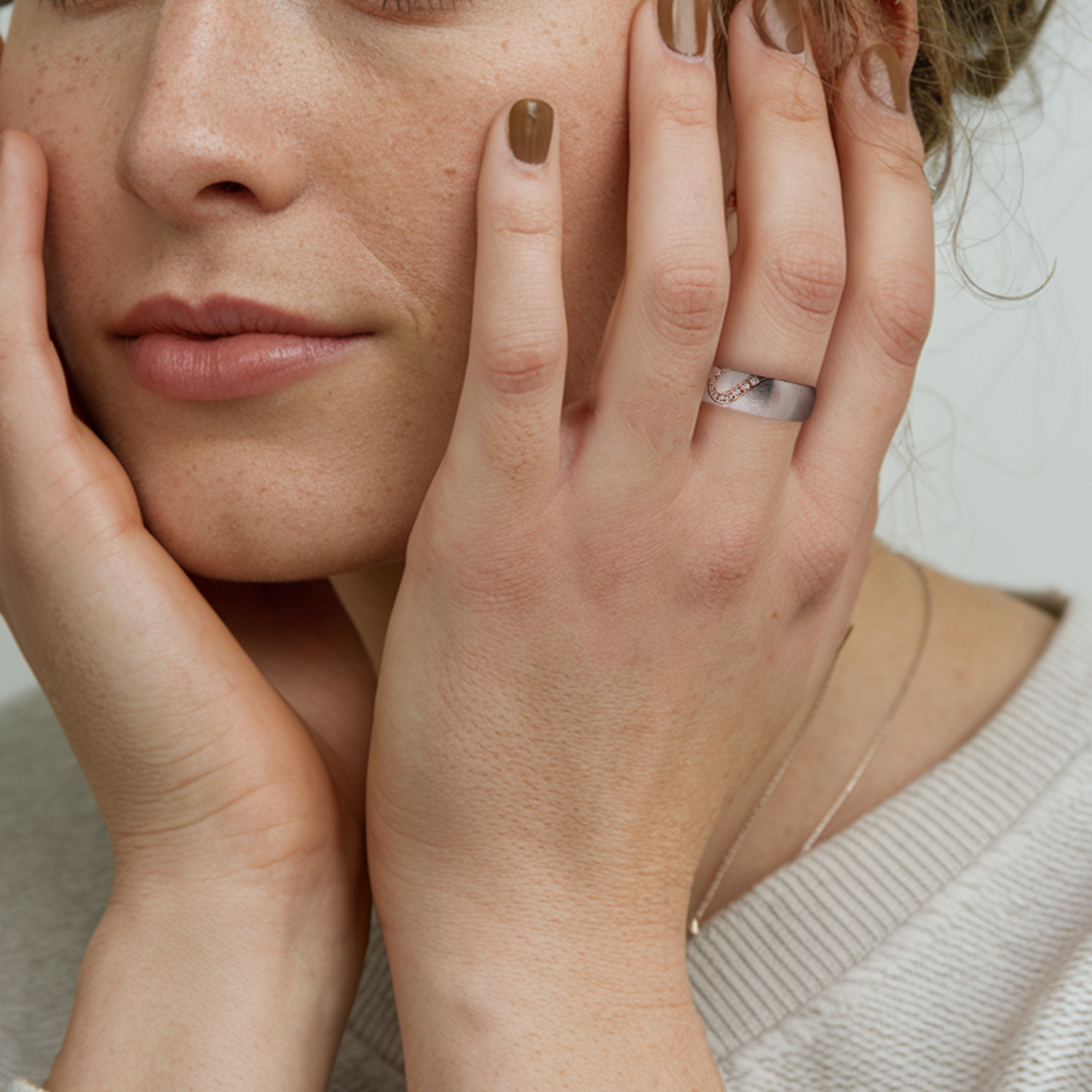 Matching Diamond Heart Couples Rings