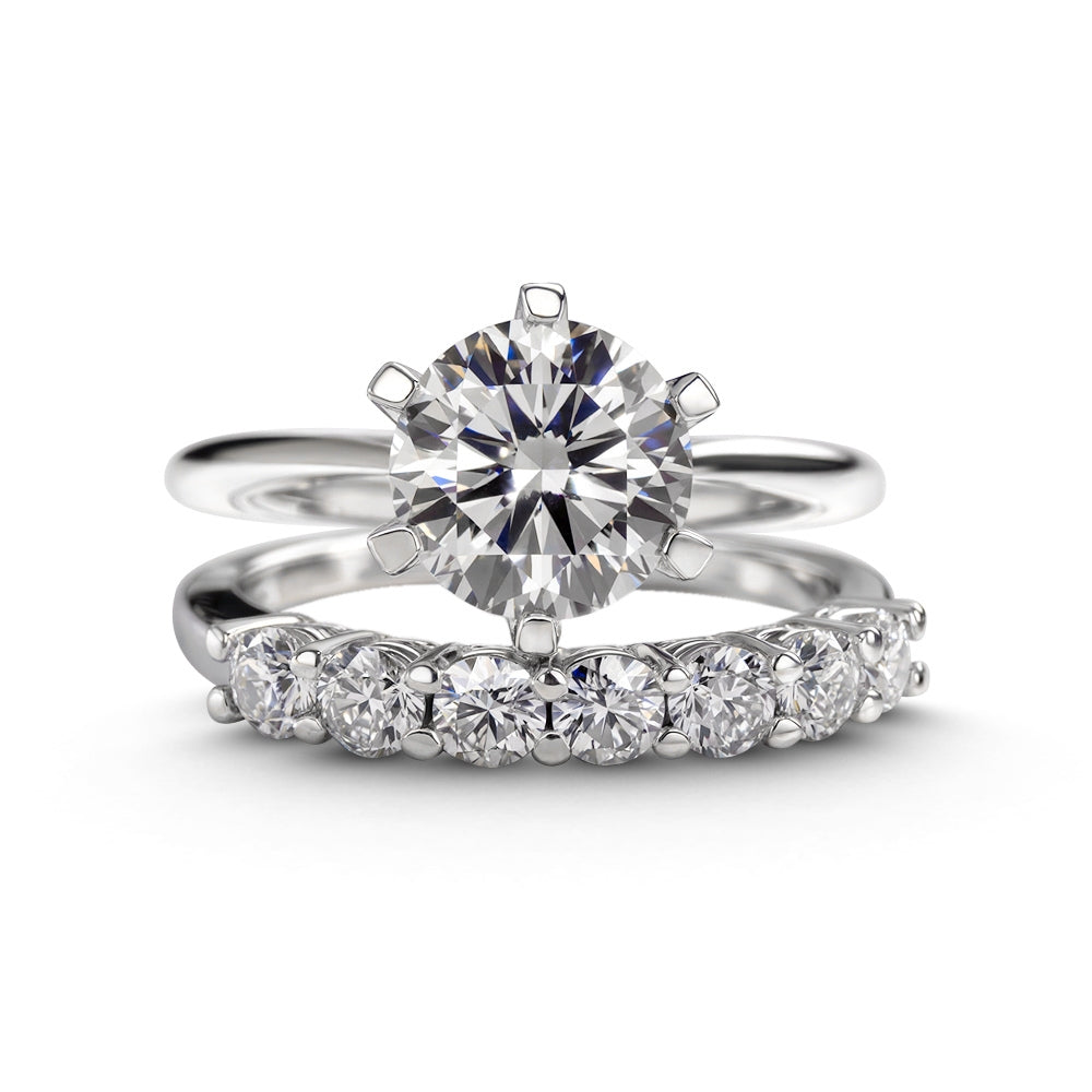 Elegant Round Cut Moissanite Ring Set