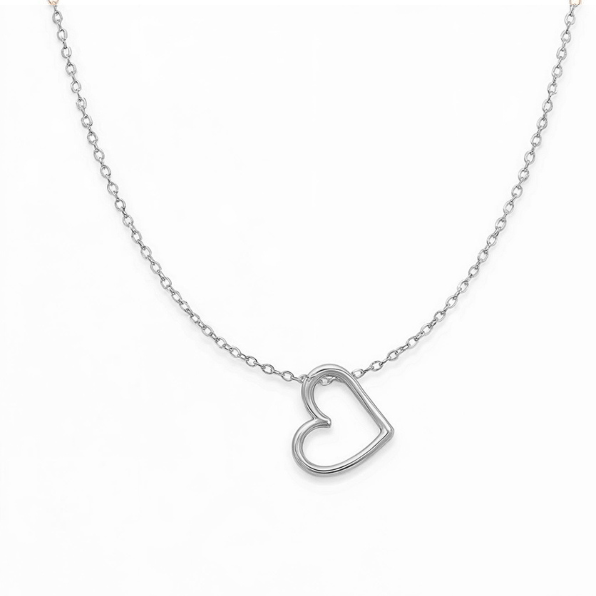 Open Heart Shape Silver Necklace