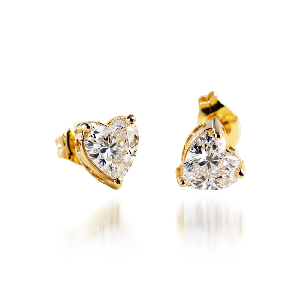 Heart Cut Diamond Stud Earrings