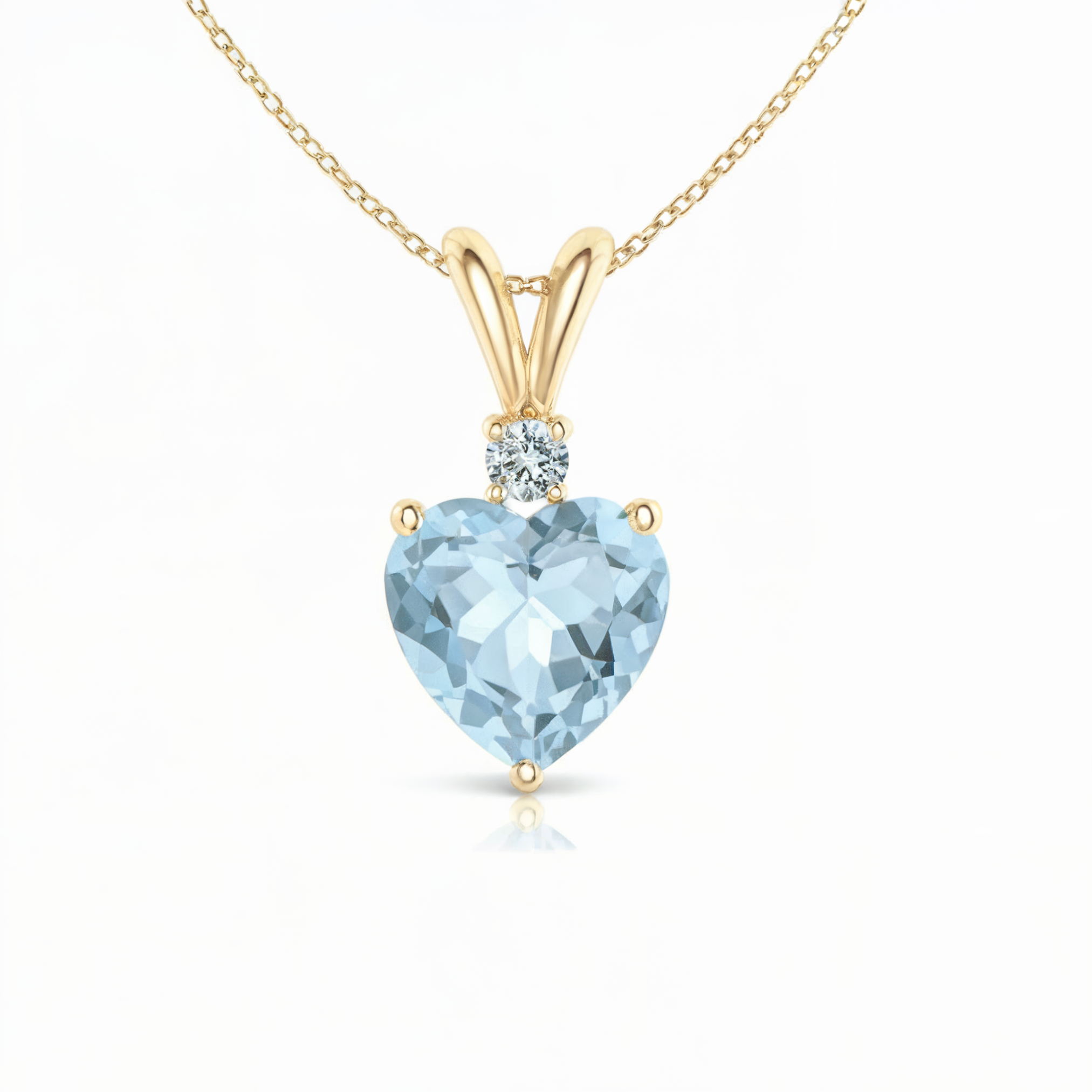 Heart Cut Aquamarine Gold Necklace