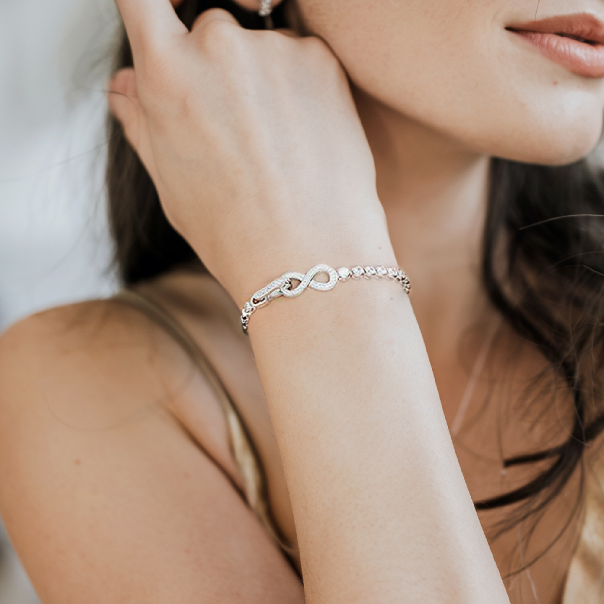 Linked Moissanite Infinity Bracelet