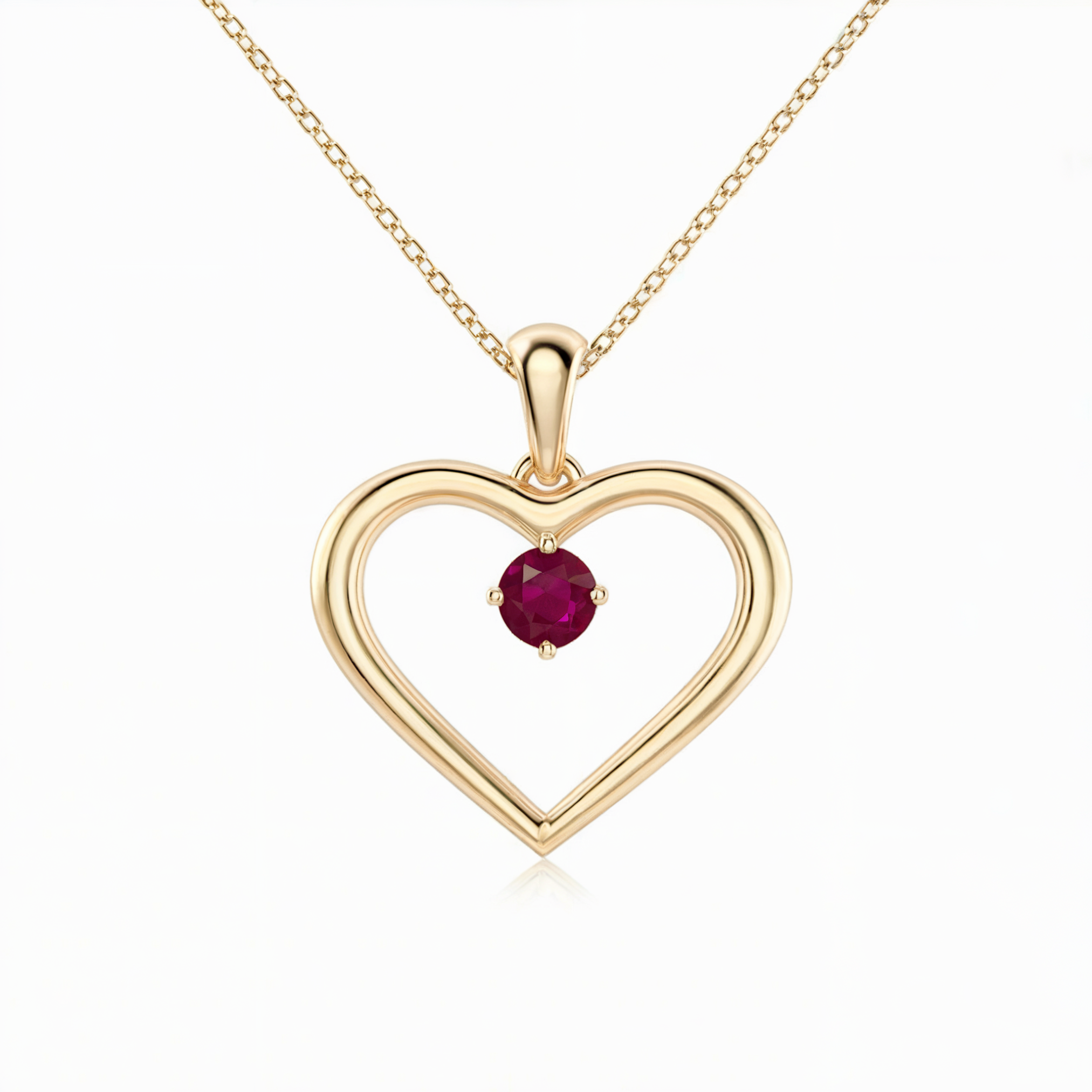 Solitaire Ruby Heart Pendant