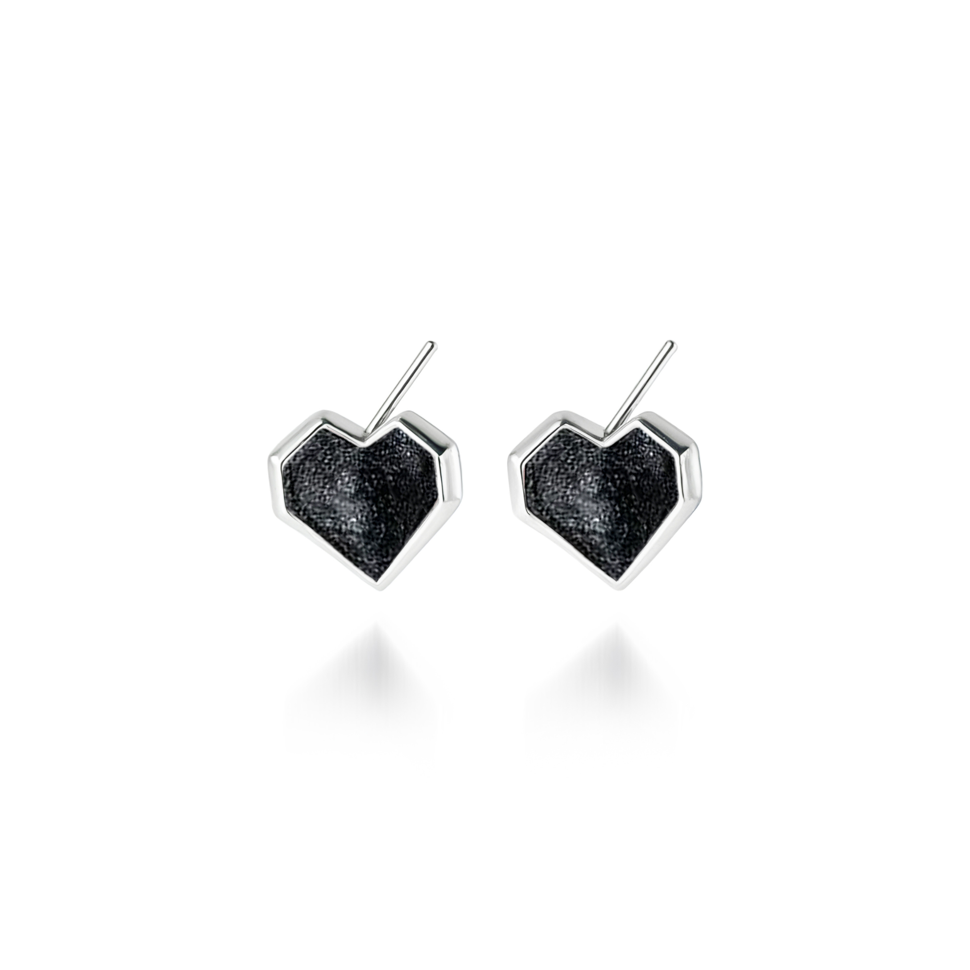 Black Mini Heart Earrings