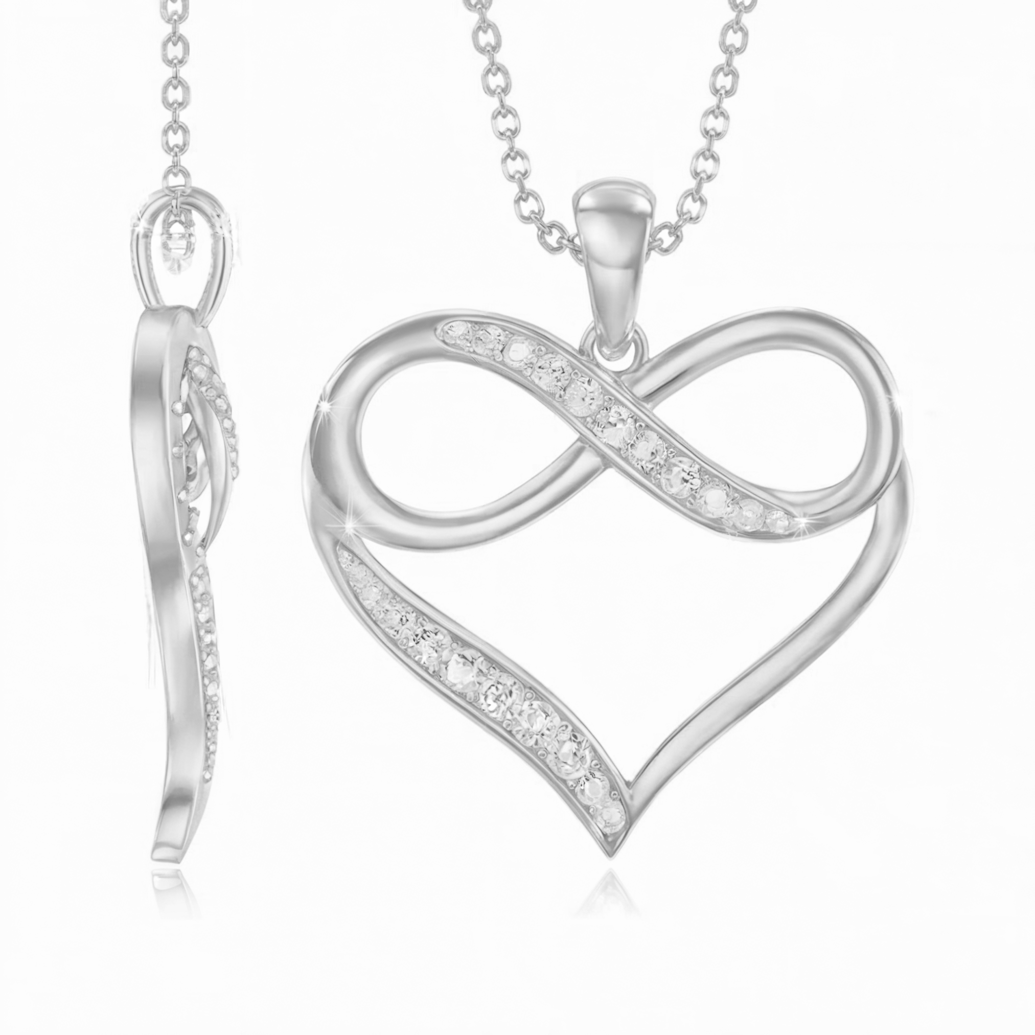 Silver Moissanite Infinity Heart Necklace