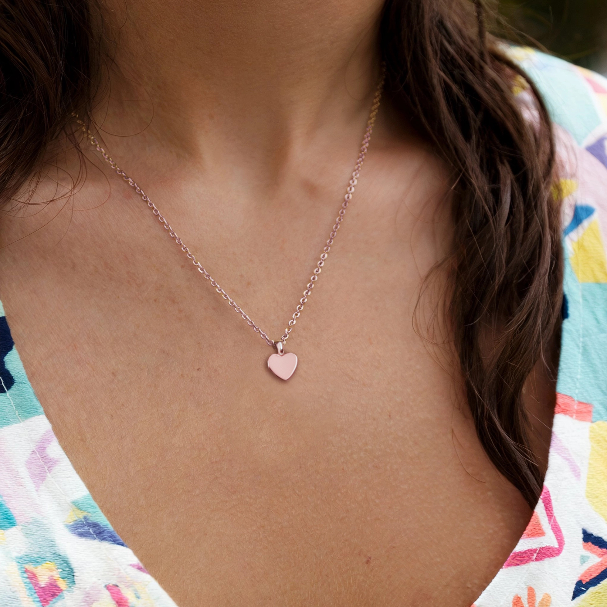 Rose Gold Polished Heart Necklace