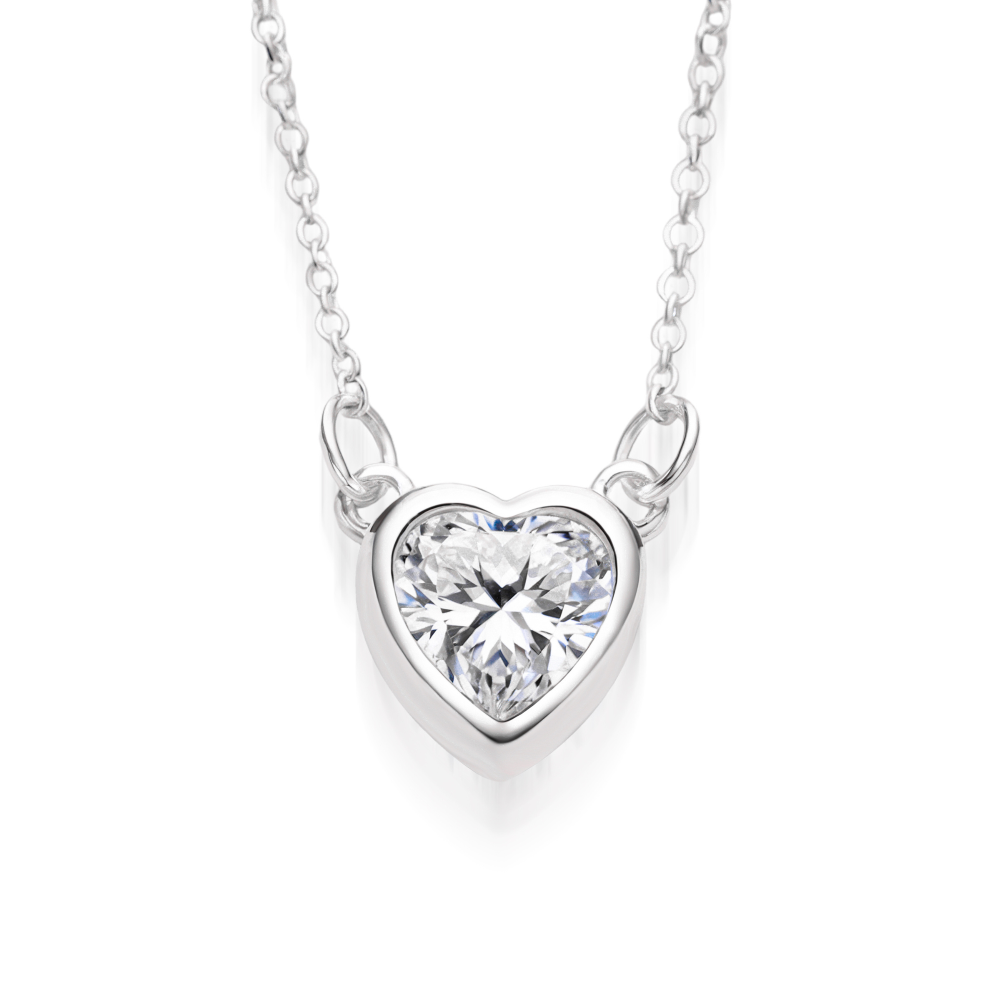 Pink Bezel Diamond Heart Necklace