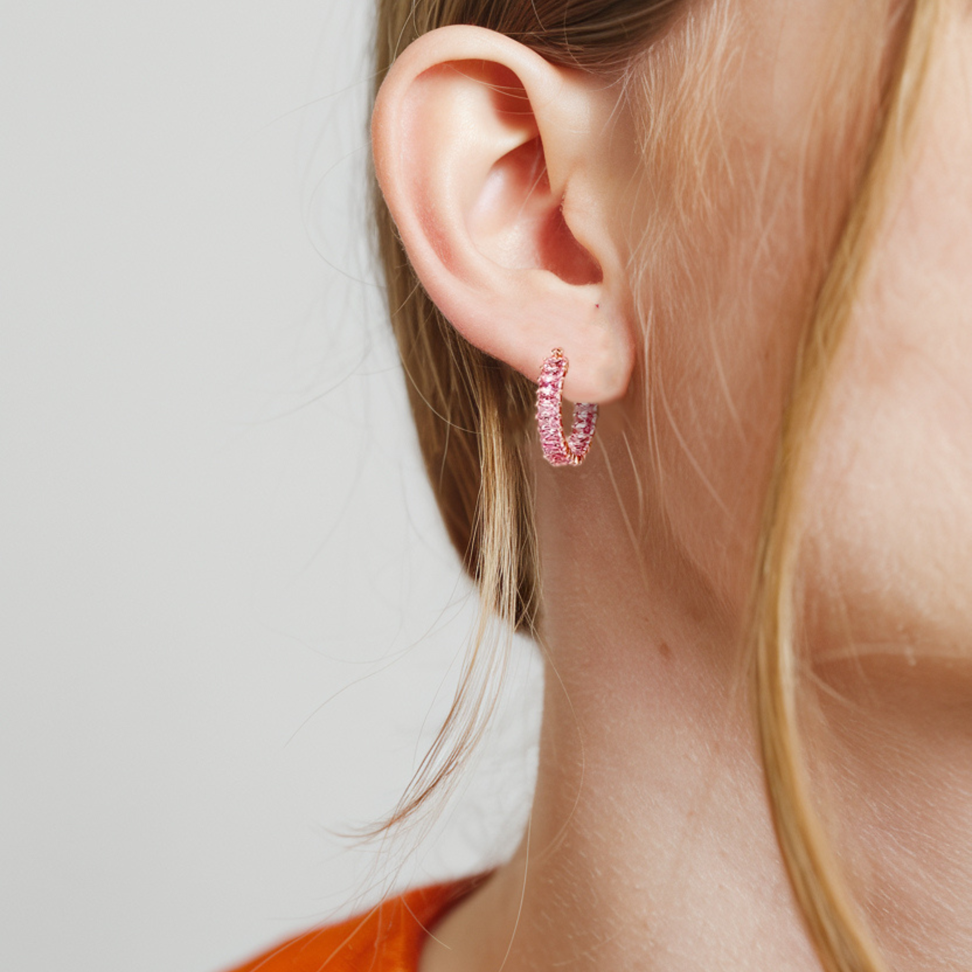 Baguette Cushion Cut Pink Earrings