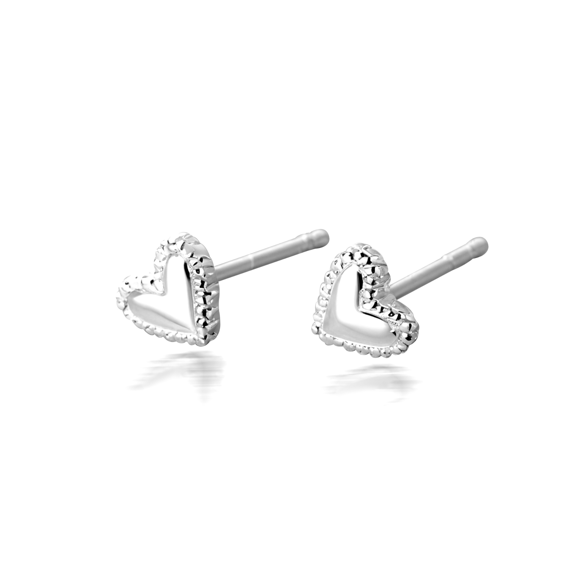 Minimalist Silver Heart Stud Earrings