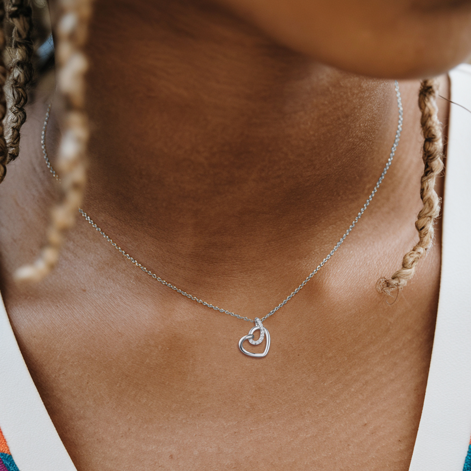 Diamond Pavé Tilted Heart Necklace