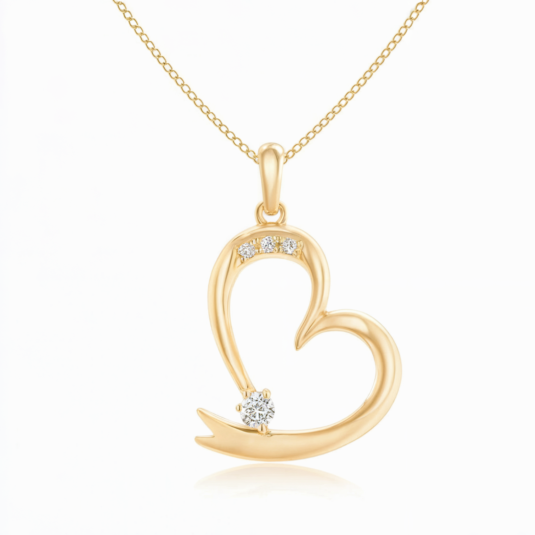 Tilted Heart Gold Necklace