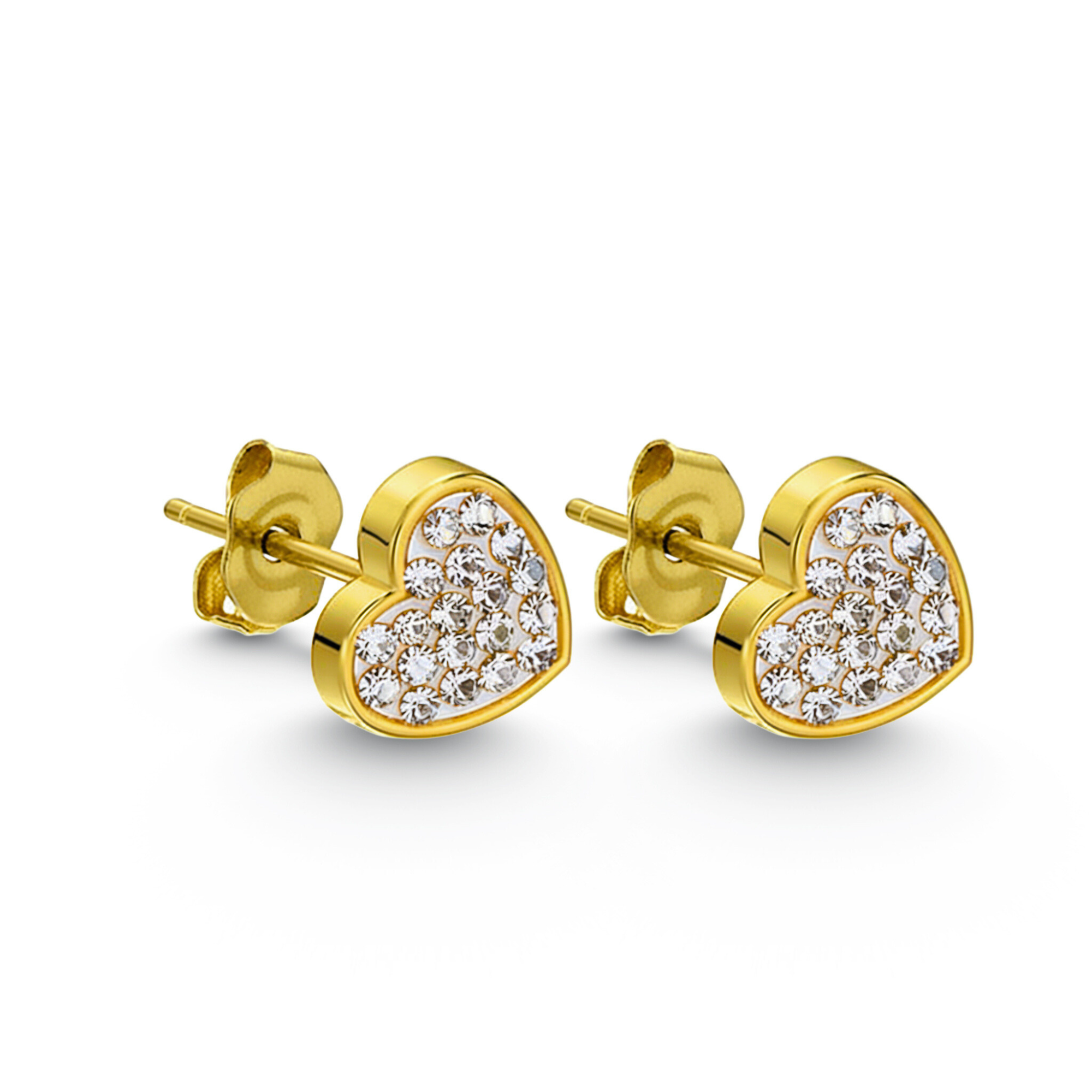 Diamond Cluster Silver Heart Studs