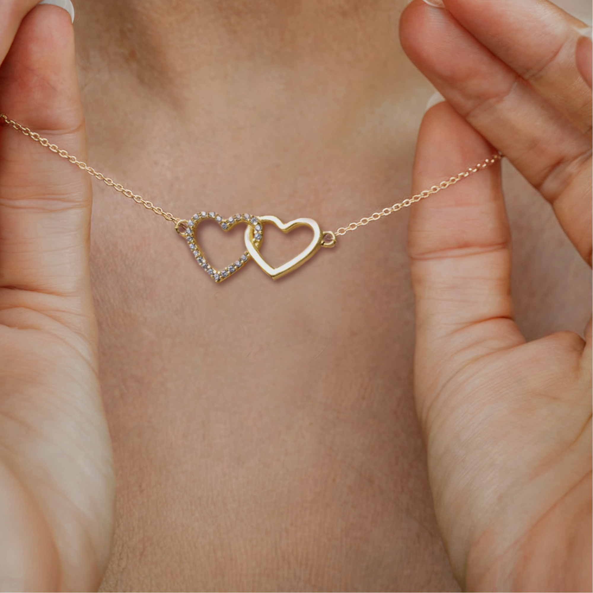 Interlocking Heart Diamond Necklace