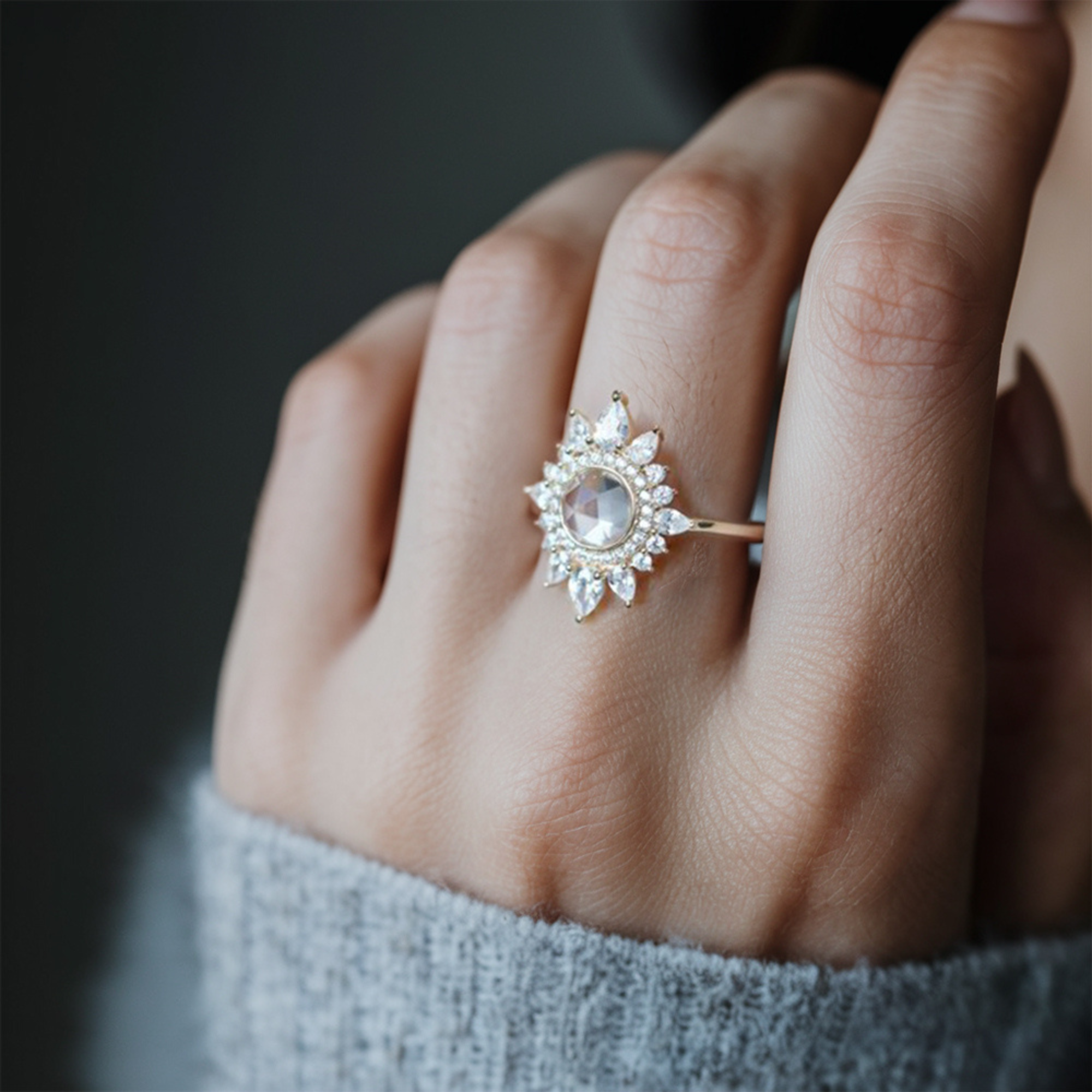 Vintage Diamond Flower Halo Ring