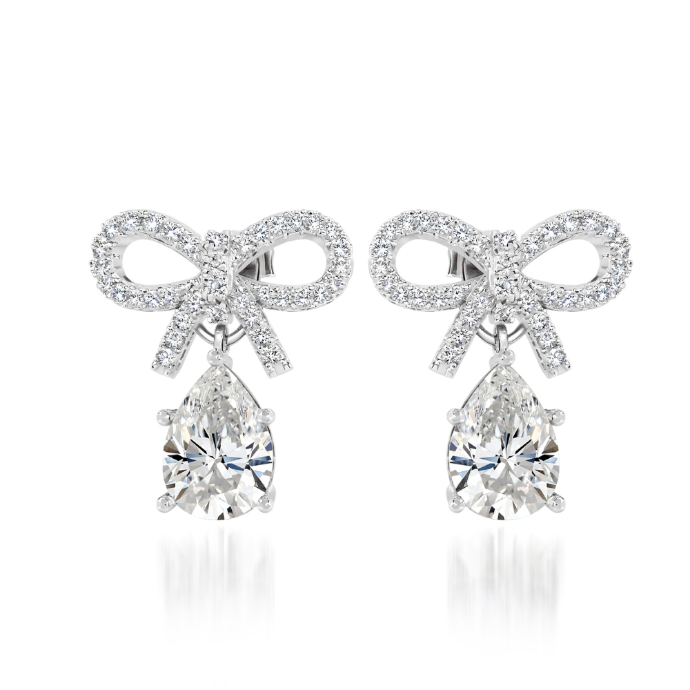 Diamond Ribbon Drop Earrings