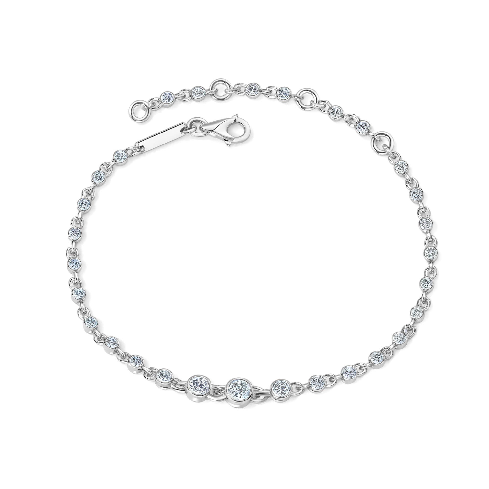 Silver Bezel-Set Moissanite Tennis Chain