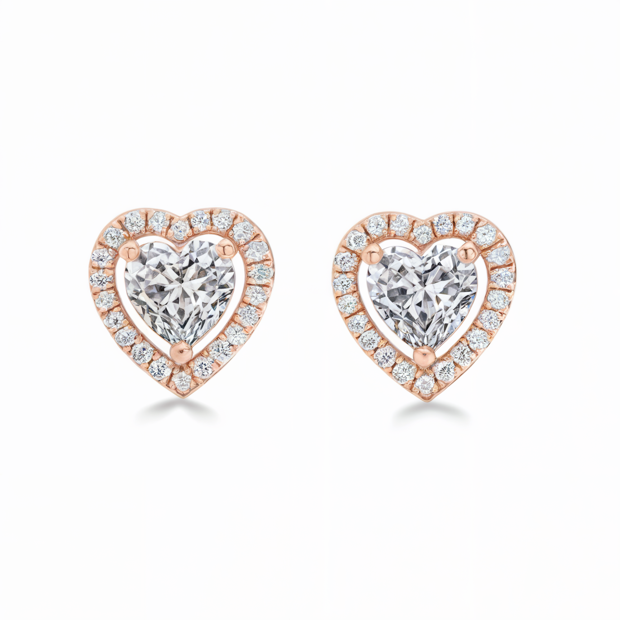 Diamond Heart Frame Stud Earrings