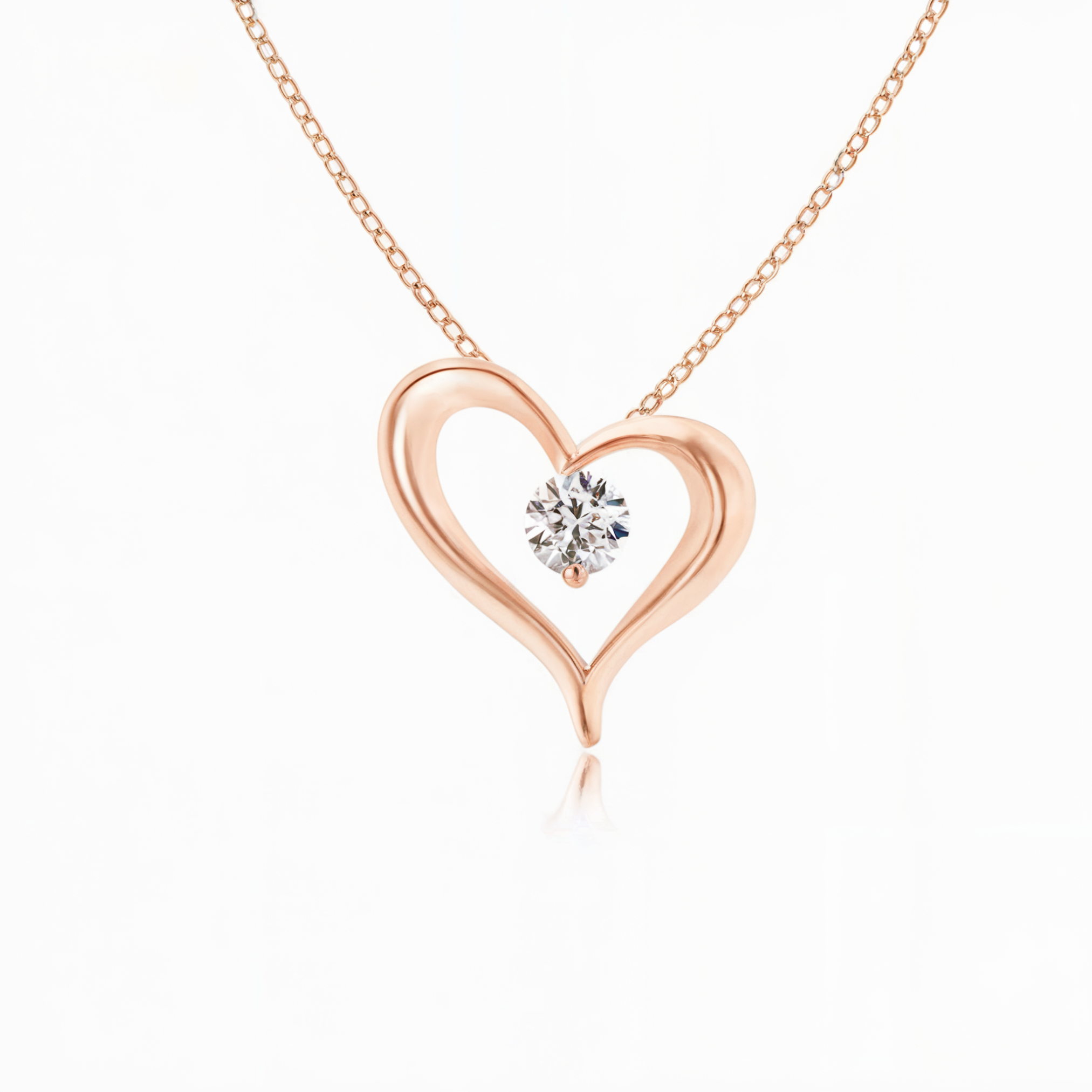 Solitaire Heart Pendant Necklace