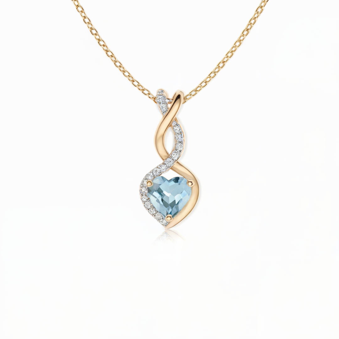 Aquamarine Infinity Heart Necklace