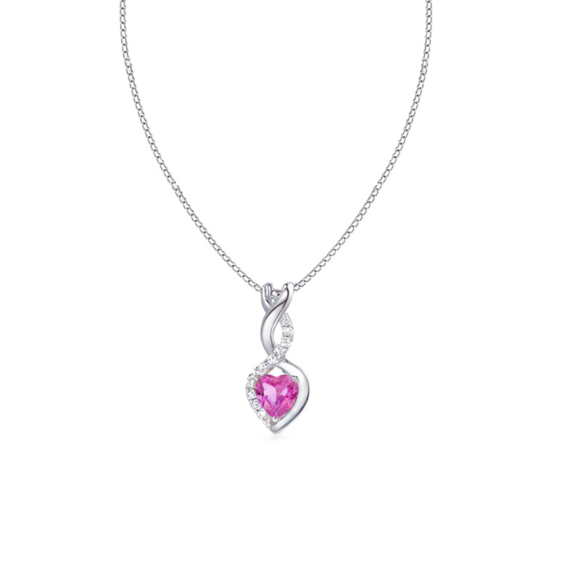 Collar infinito con corazón rosa