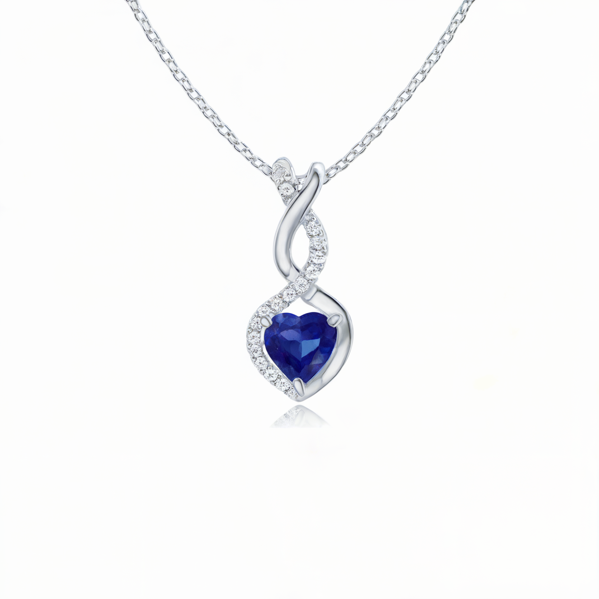 Sapphire Blue Heart Infinity Necklace