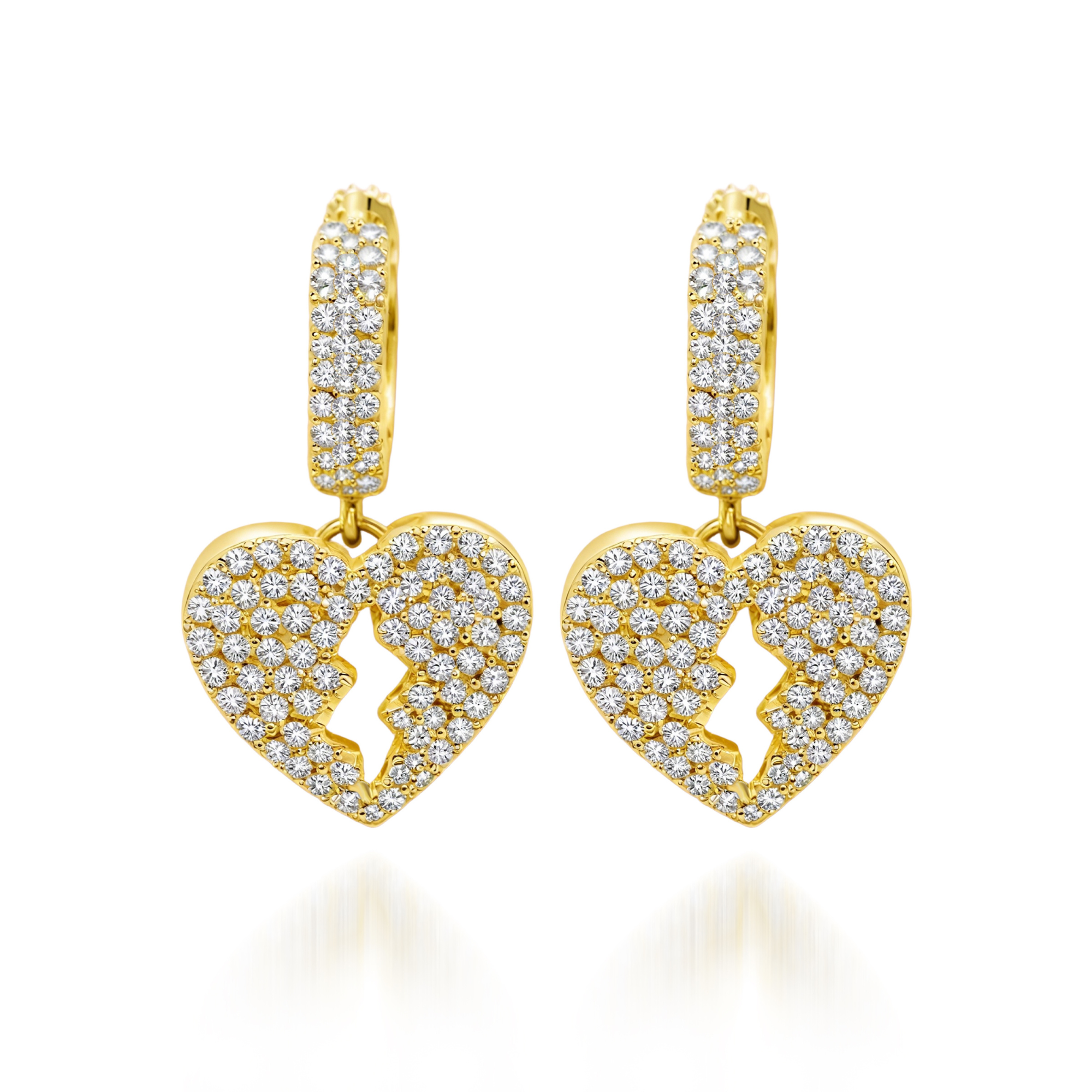 Lightning Diamond Heart Earrings