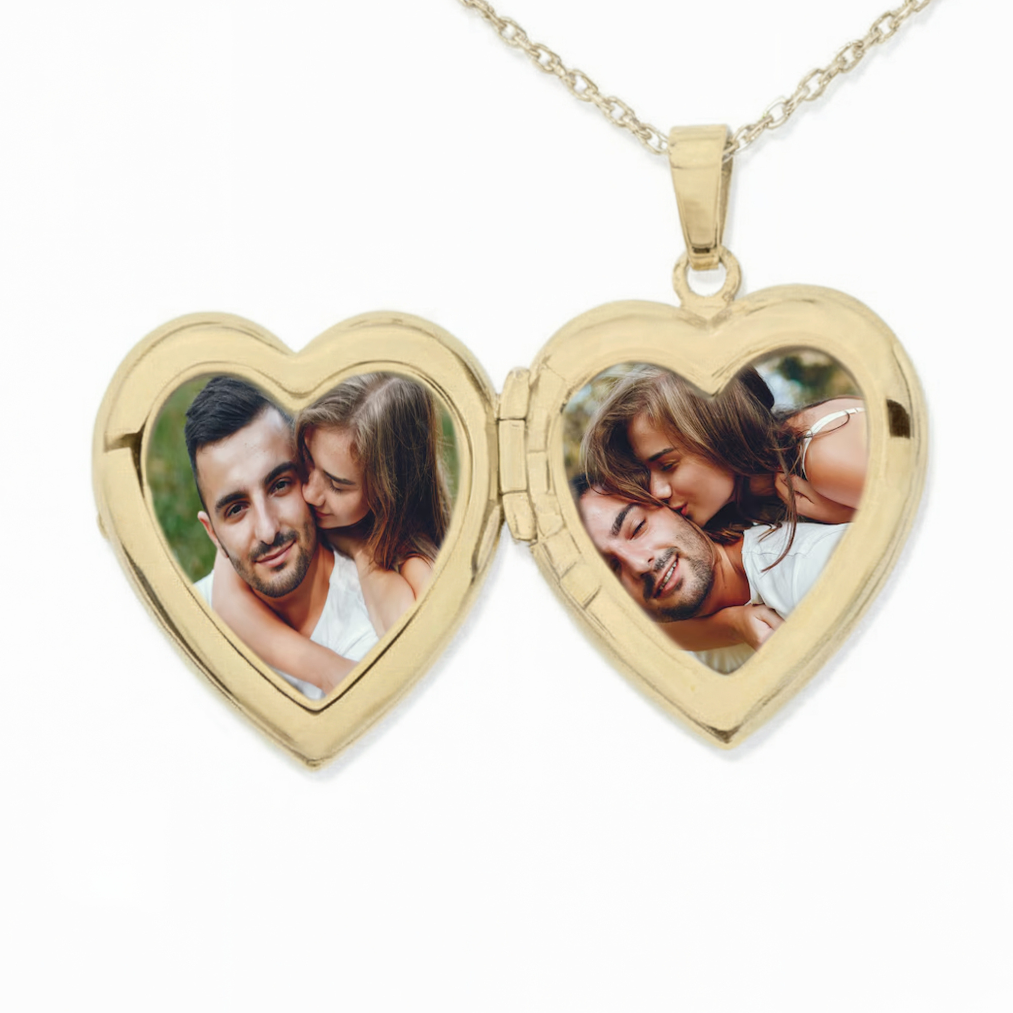 Floral Gold Heart Photo Locket