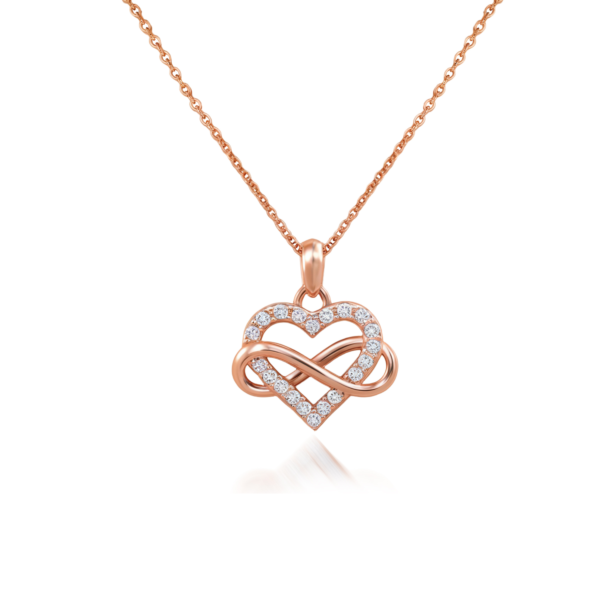 Colgante de oro con forma de corazón con infinito y diamantes celtas