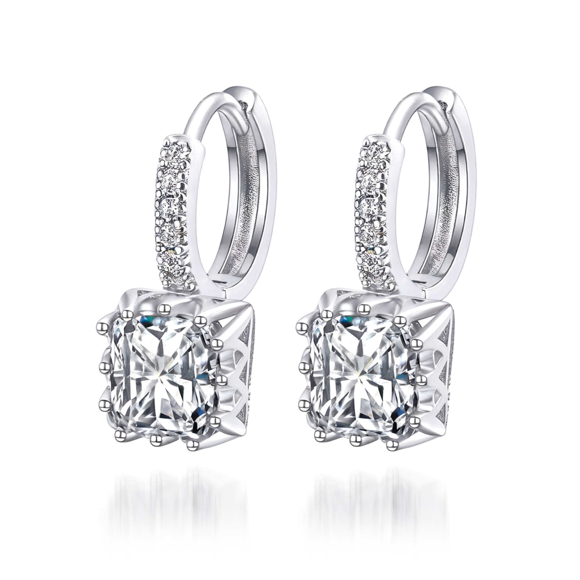 Diamond Cushion-Cut Drop Earrings