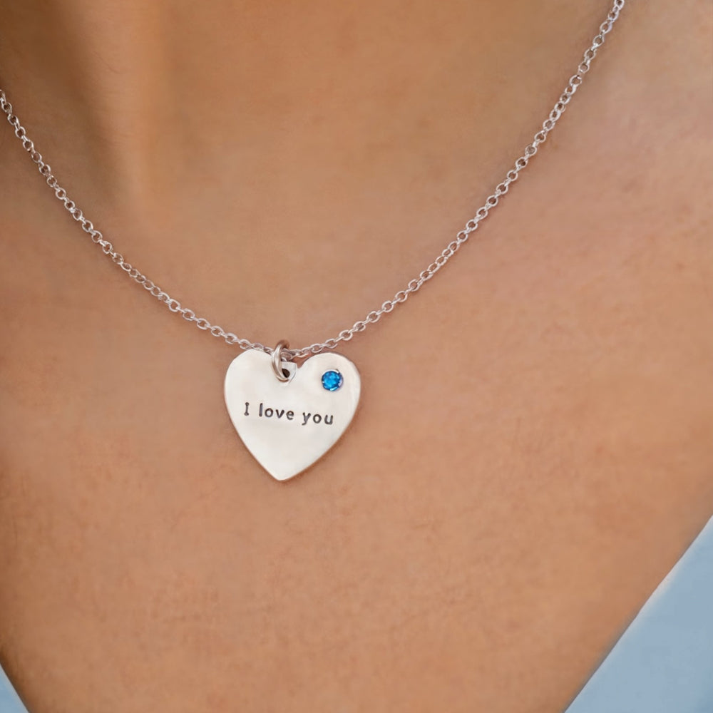 The Birthstone Silver Heart Necklace