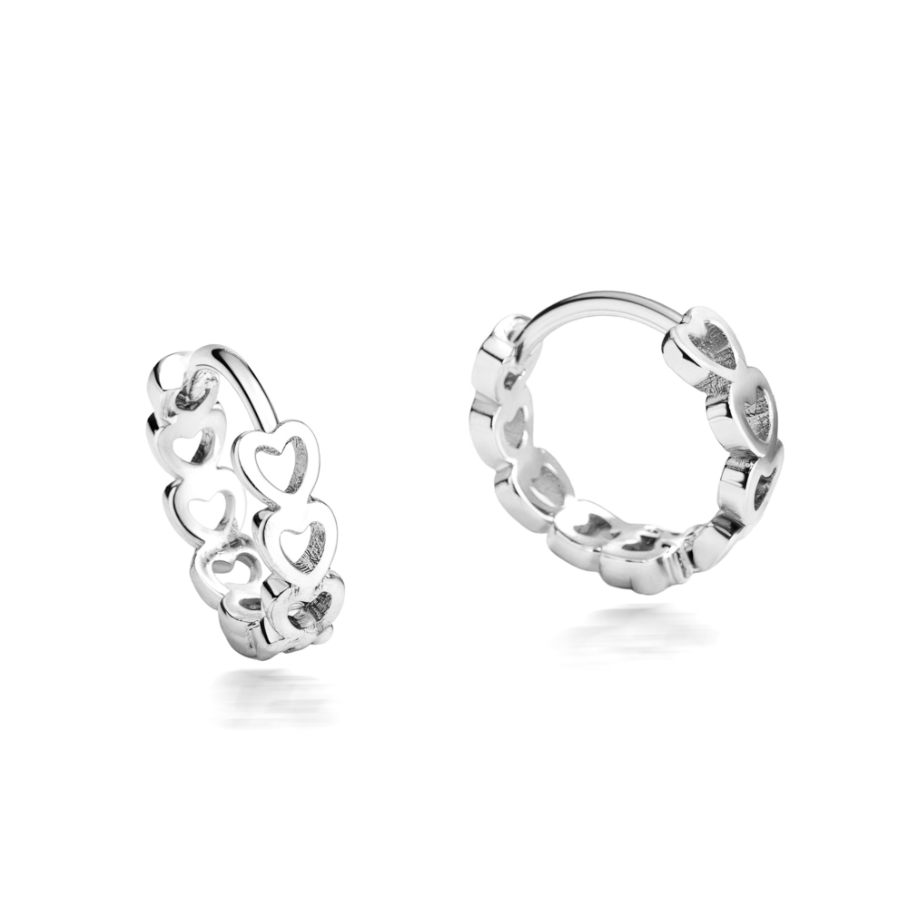 Elegant Silver Heart Hoop Earrings