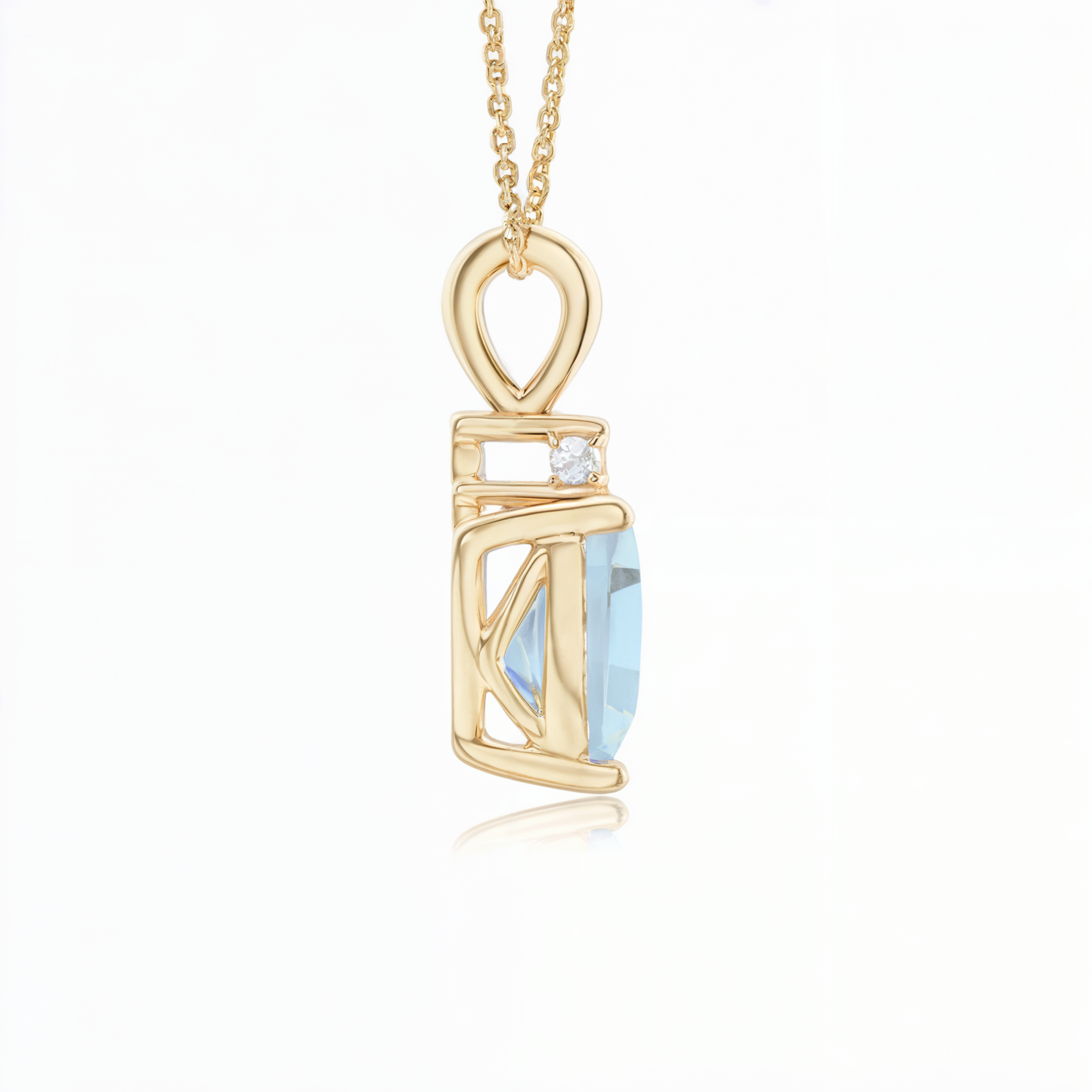 Heart Cut Aquamarine Gold Necklace