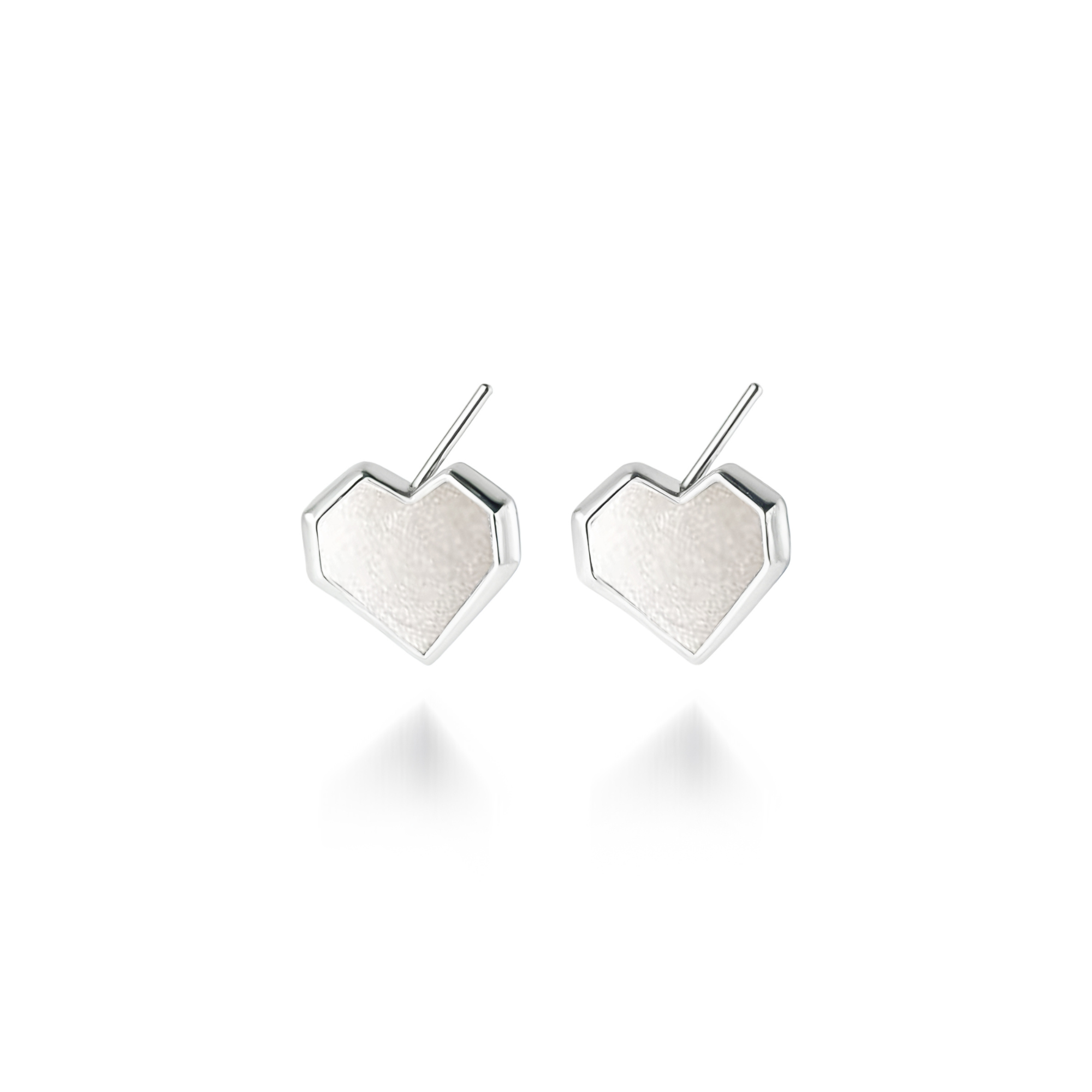 White Mini Heart Earrings