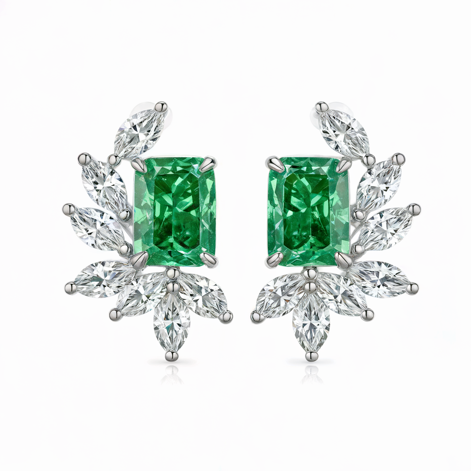 Green Radiant Cut Diamond Earrings