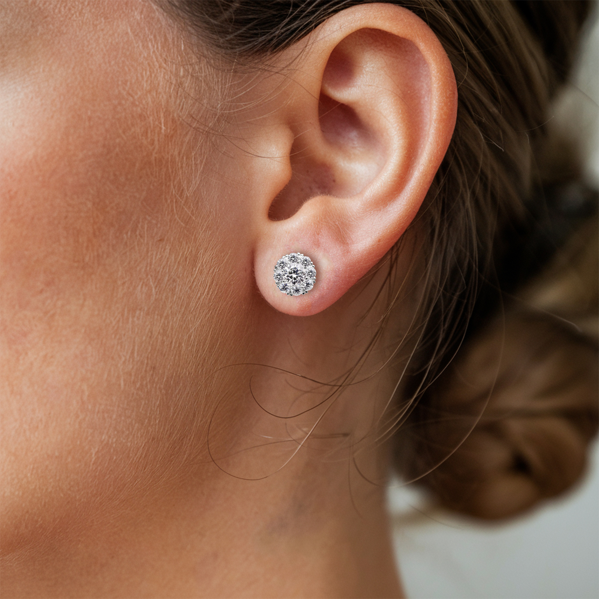 Diamond Cluster Halo Earrings