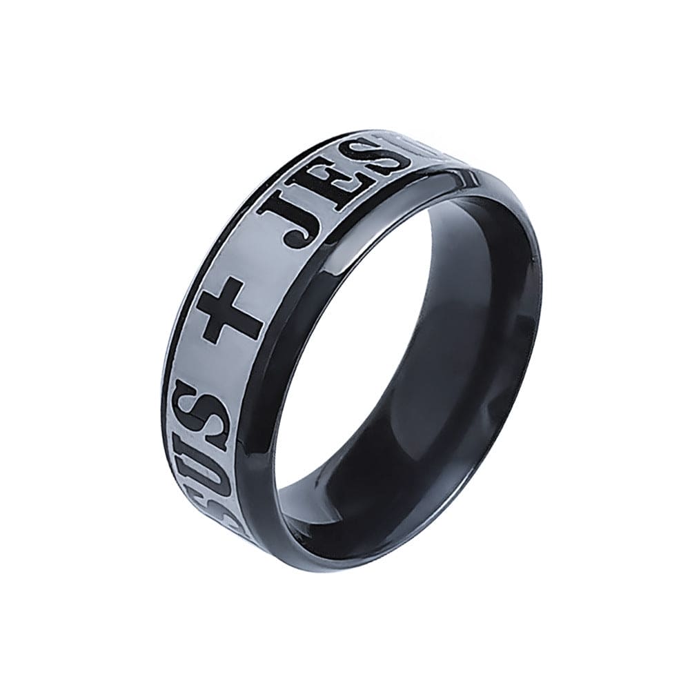 The Faithful: Engraved 'Jesus' and Cross Men's Ring