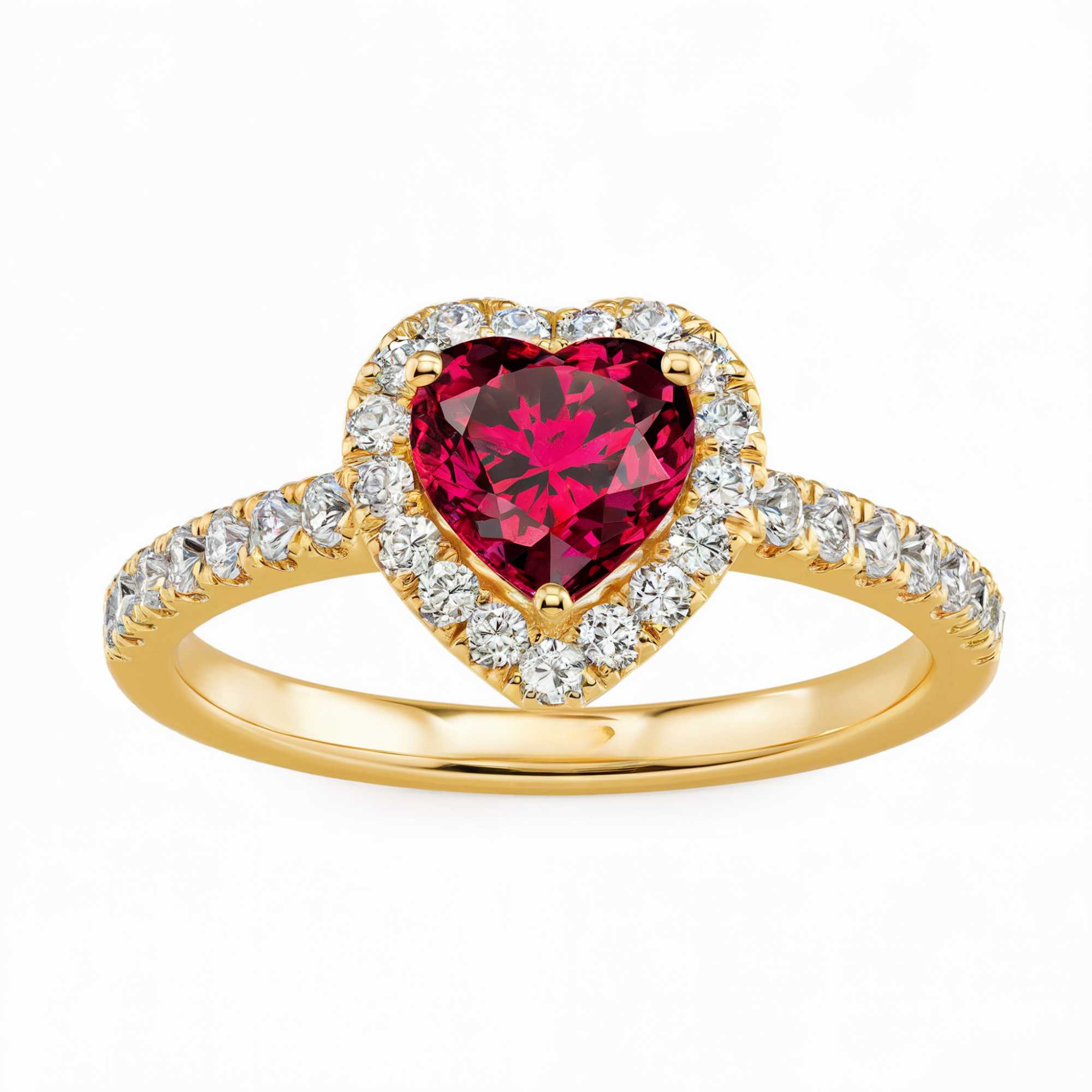 Gold Halo Heart Engagement Ring